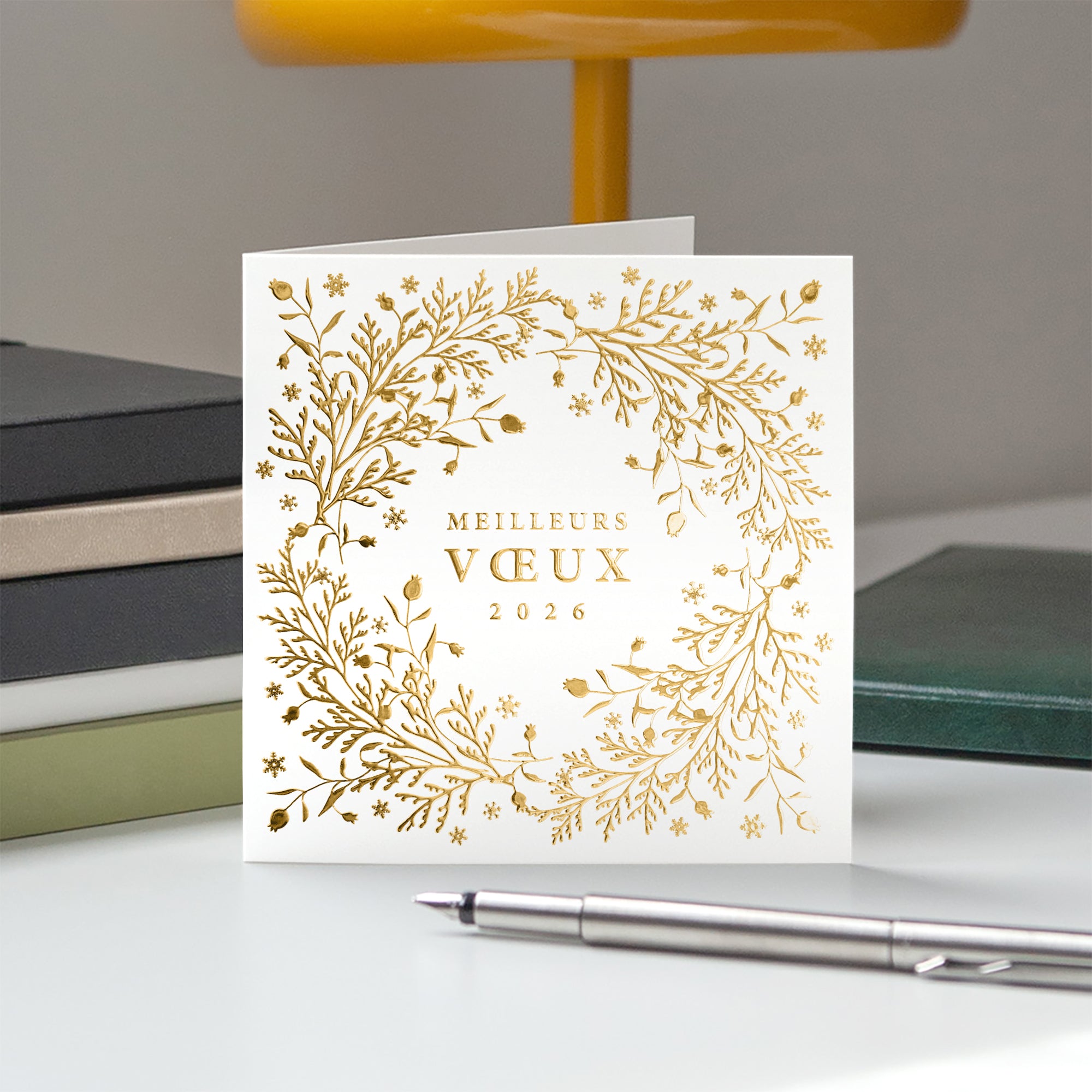 Dorure d’Hiver | Vœux professionnels • Carte de voeux dorure • Carré double photo N° 5