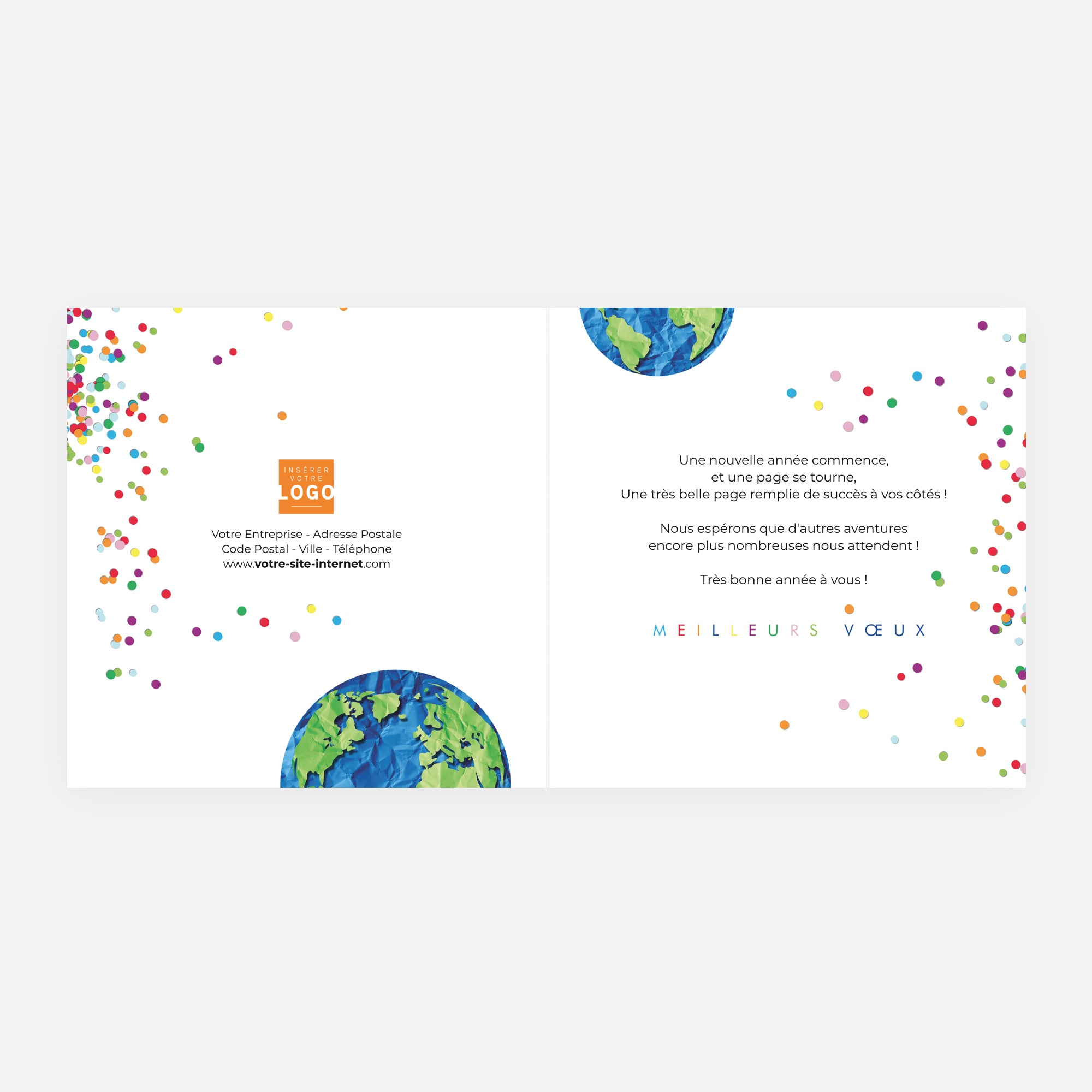 Un monde à célébrer | Vœux professionnels • Carte de voeux • Carré double photo N° 2