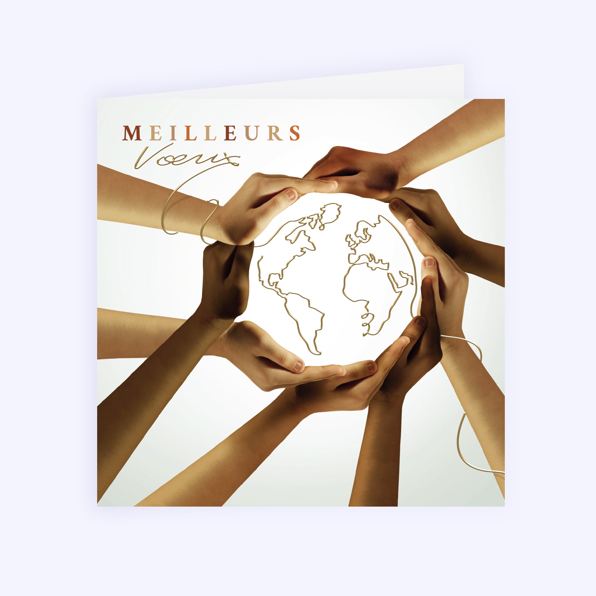 Le fil d’or | Vœux professionnels • Carte de voeux dorure • Carré double photo N° 1