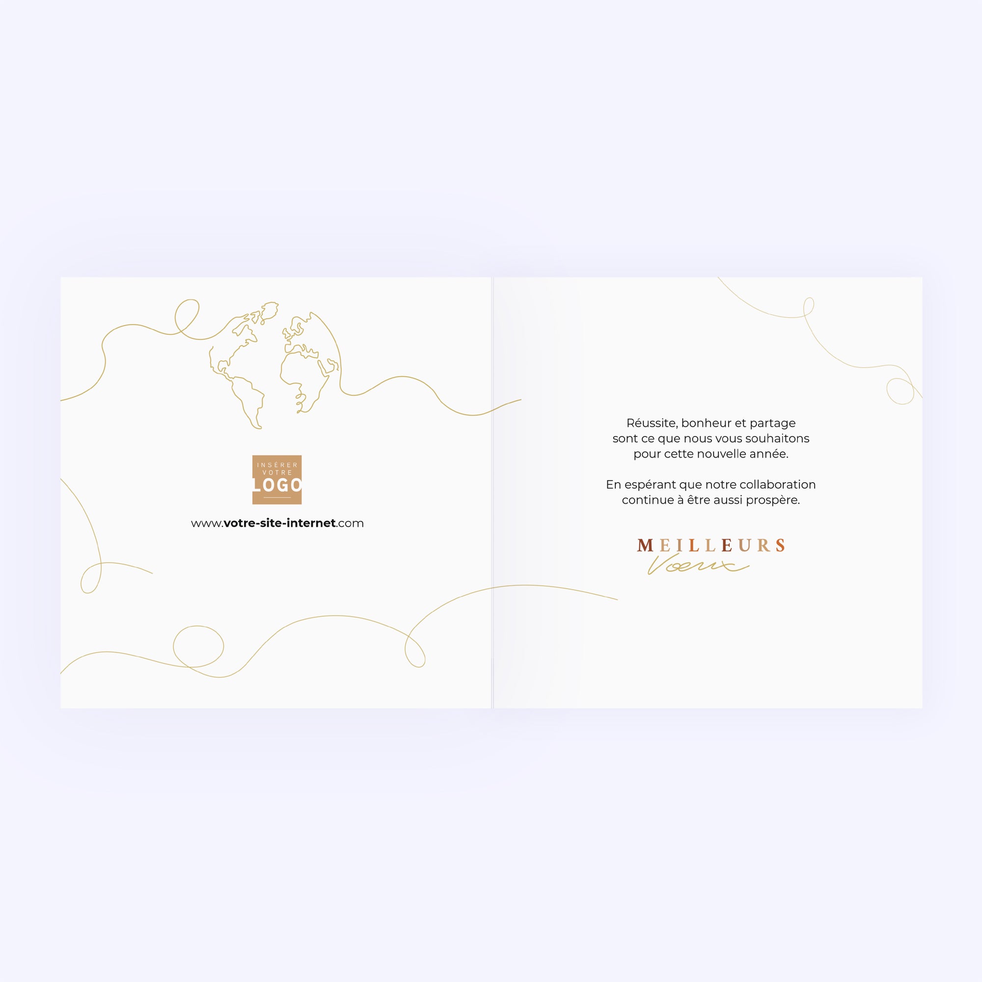 Le fil d’or | Vœux professionnels • Carte de voeux dorure • Carré double photo N° 2