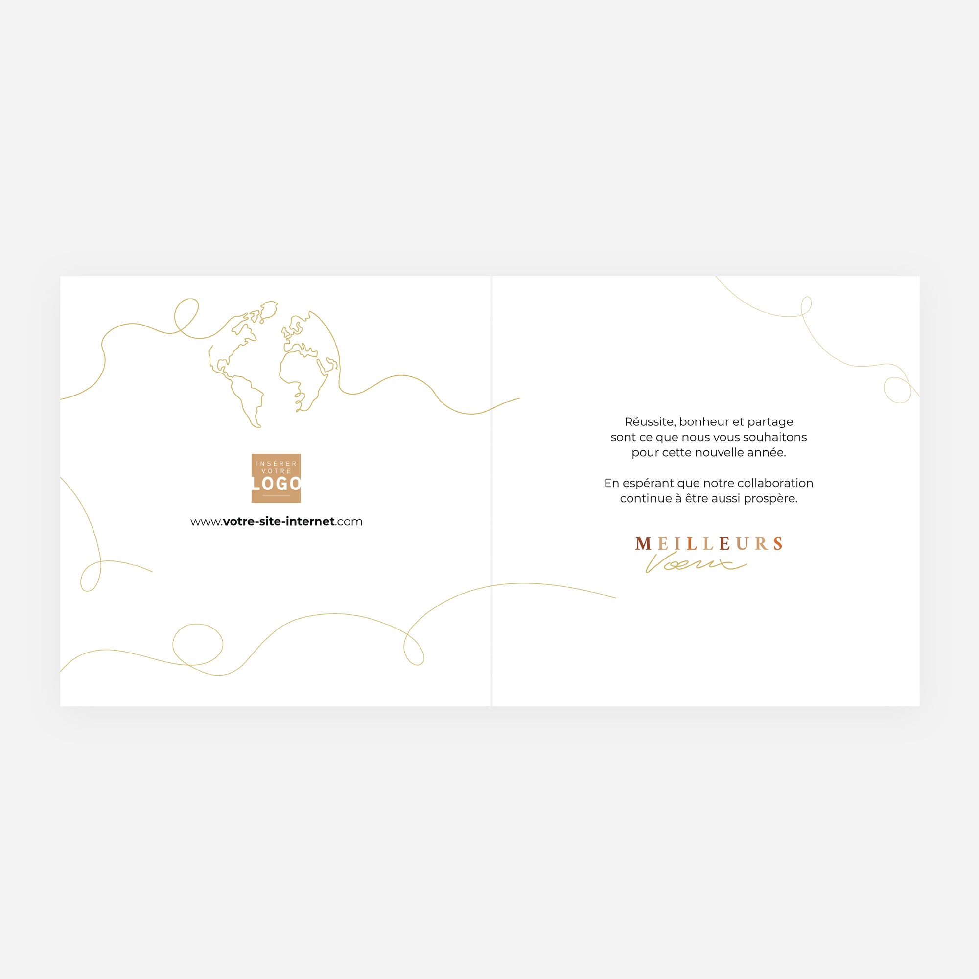 Le fil d’or | Vœux professionnels • Carte de voeux dorure • Carré double photo N° 2