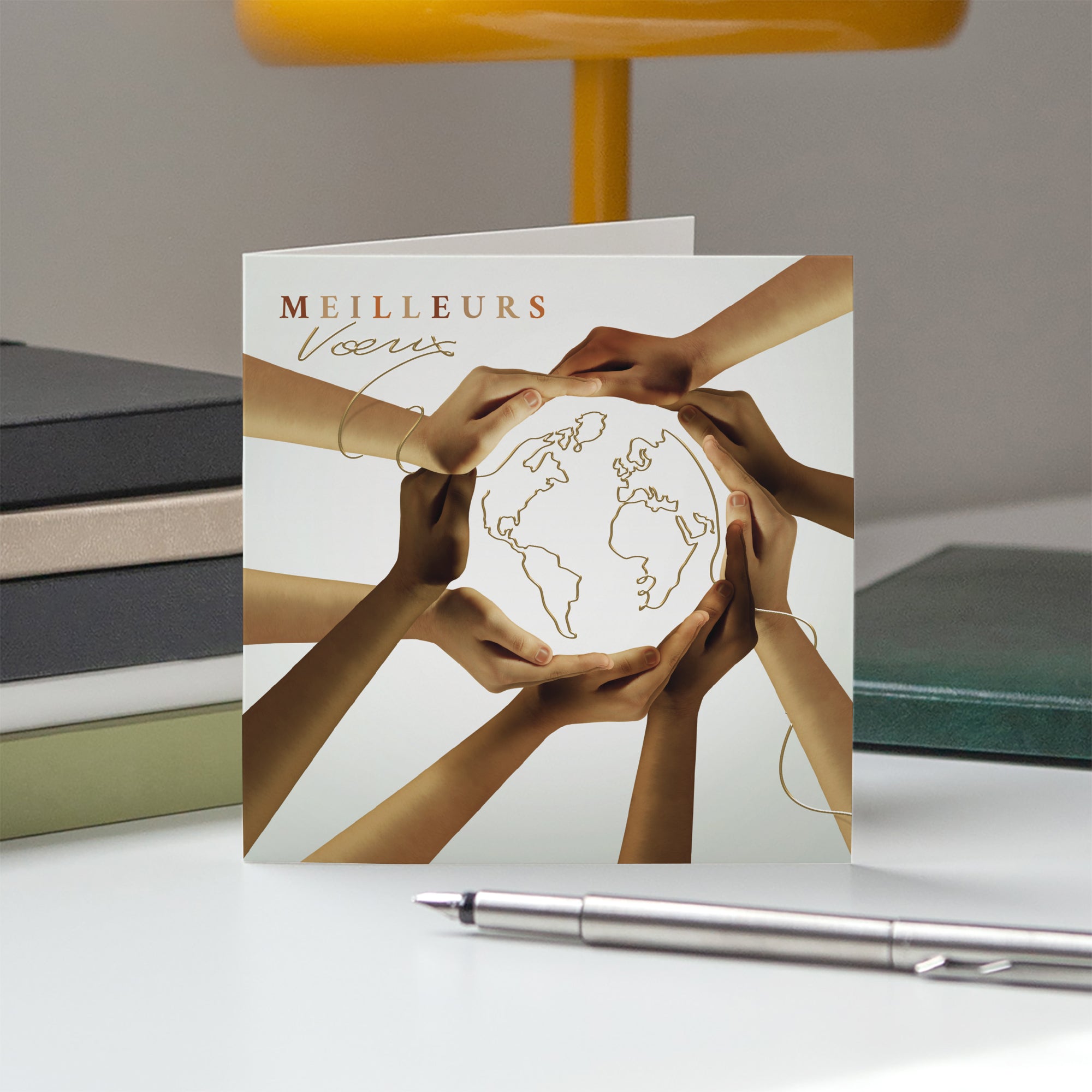 Le fil d’or | Vœux professionnels • Carte de voeux dorure • Carré double photo N° 5