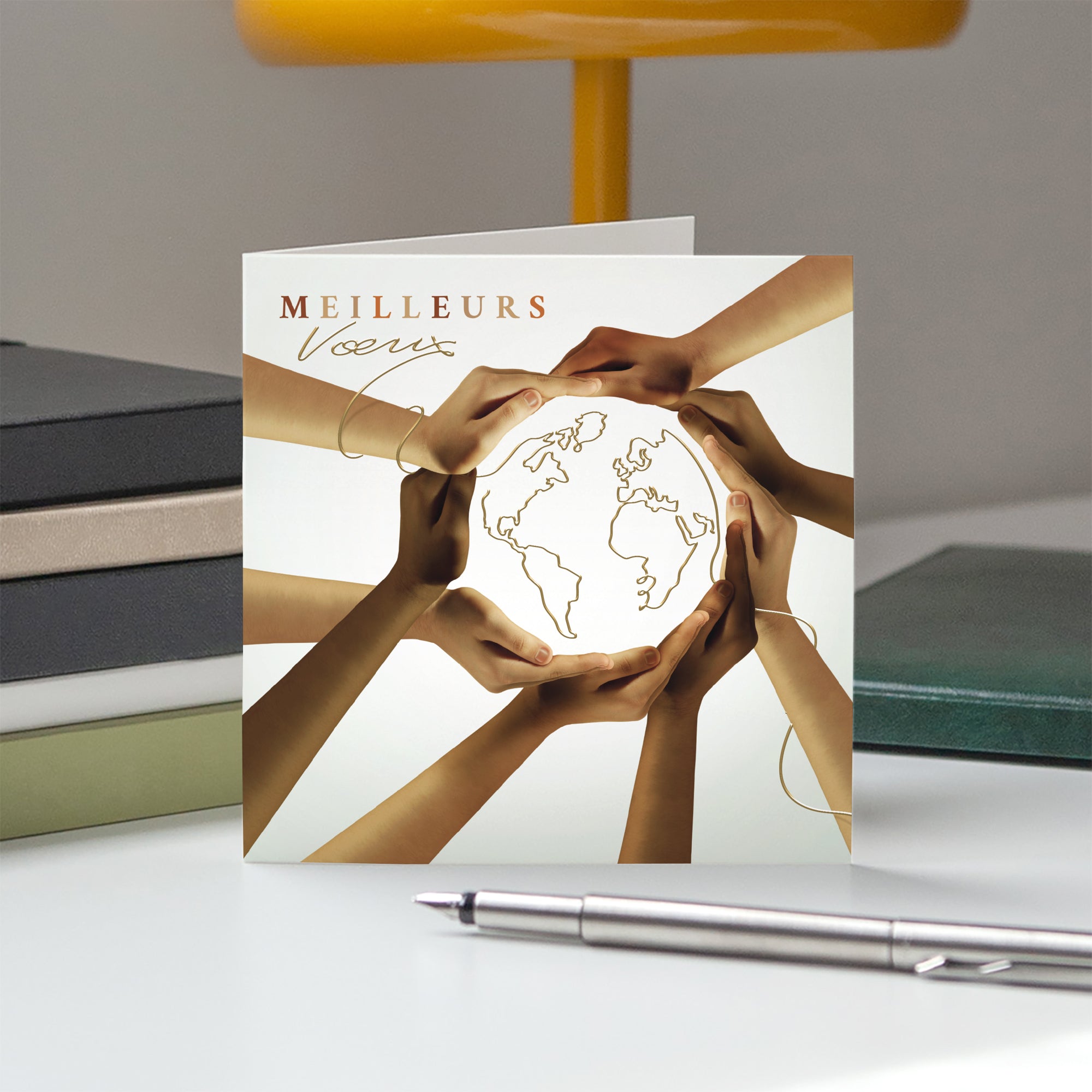 Le fil d’or | Vœux professionnels • Carte de voeux dorure • Carré double photo N° 5