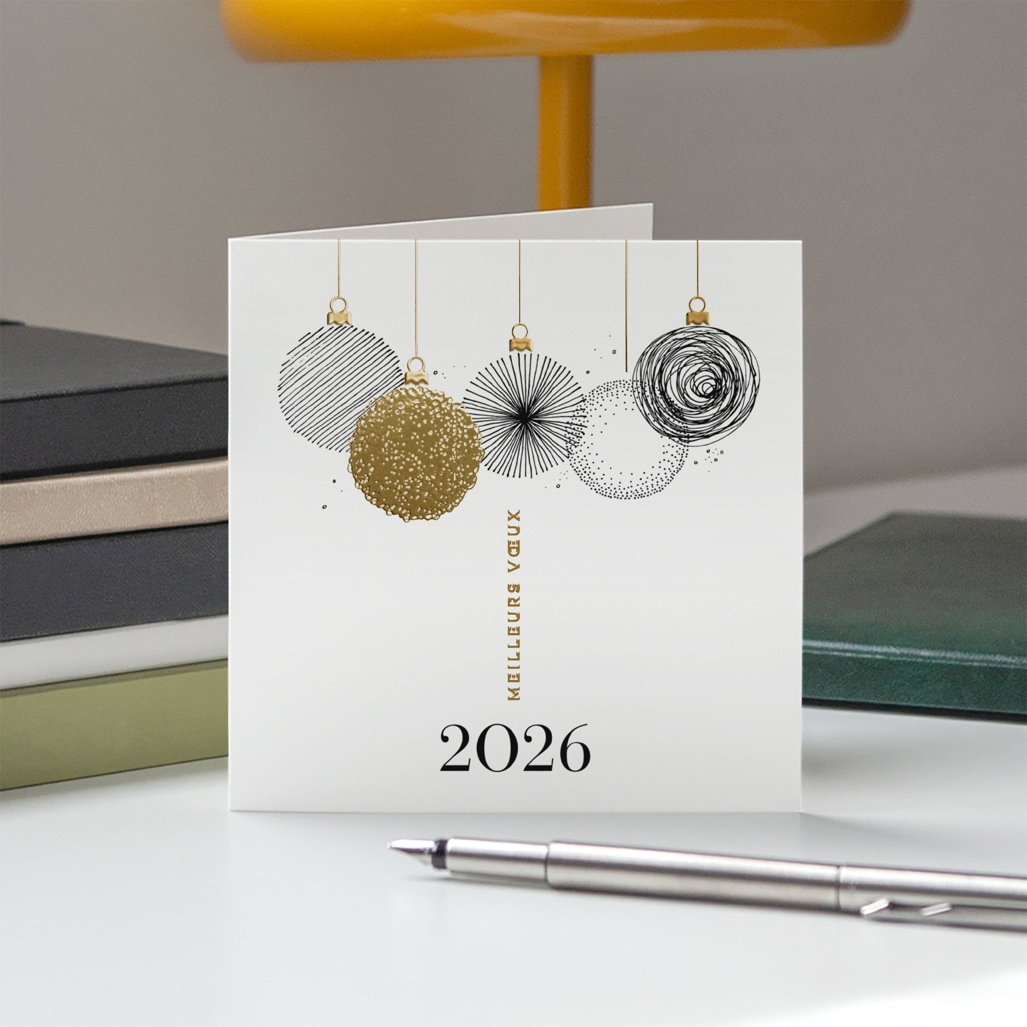 Éclats Suspendus | Vœux professionnels • Carte de voeux dorure • Carré double photo N° 5