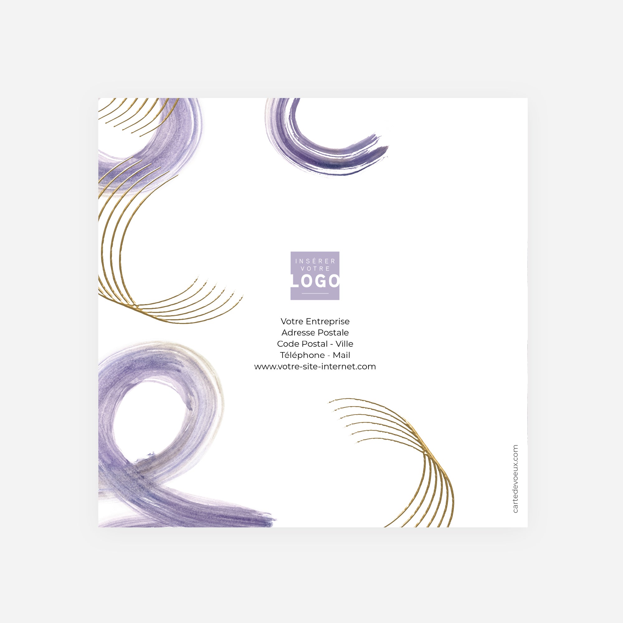 Purple brush | Vœux professionnels • Carte de voeux dorure • Carré double photo N° 3