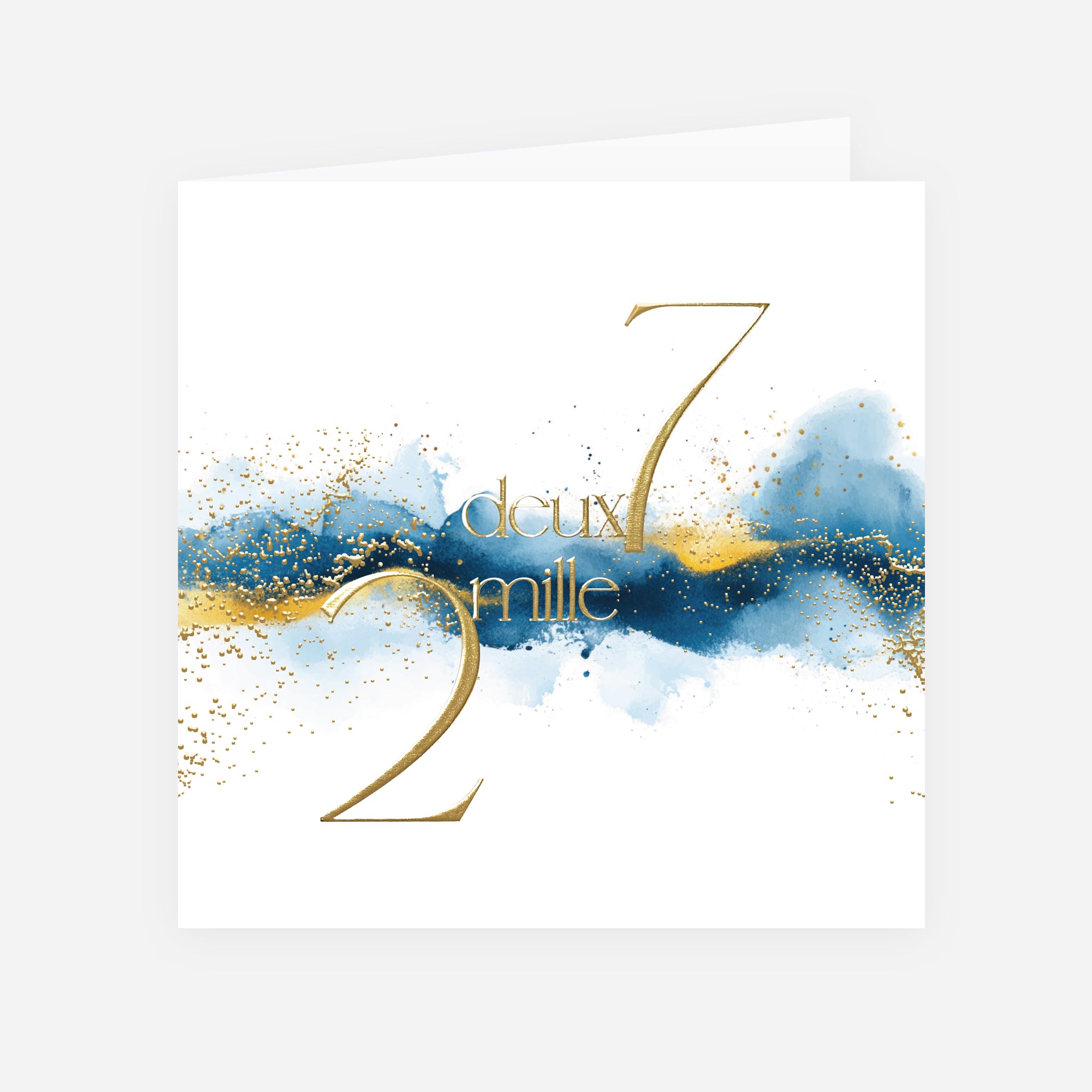 Azur d’Or | Vœux professionnels • Carte de voeux dorure • Carré double photo N° 1