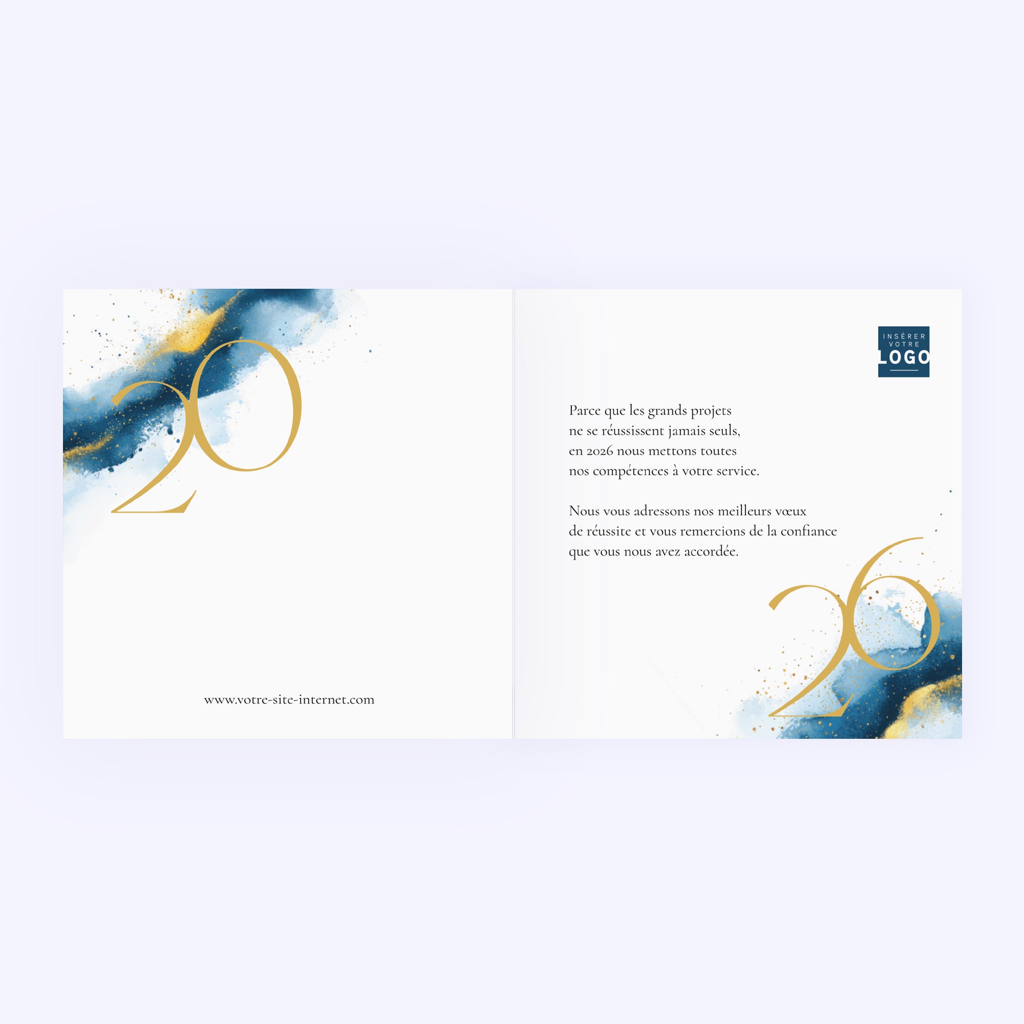 Azur d’Or | Vœux professionnels • Carte de voeux dorure • Carré double photo N° 2