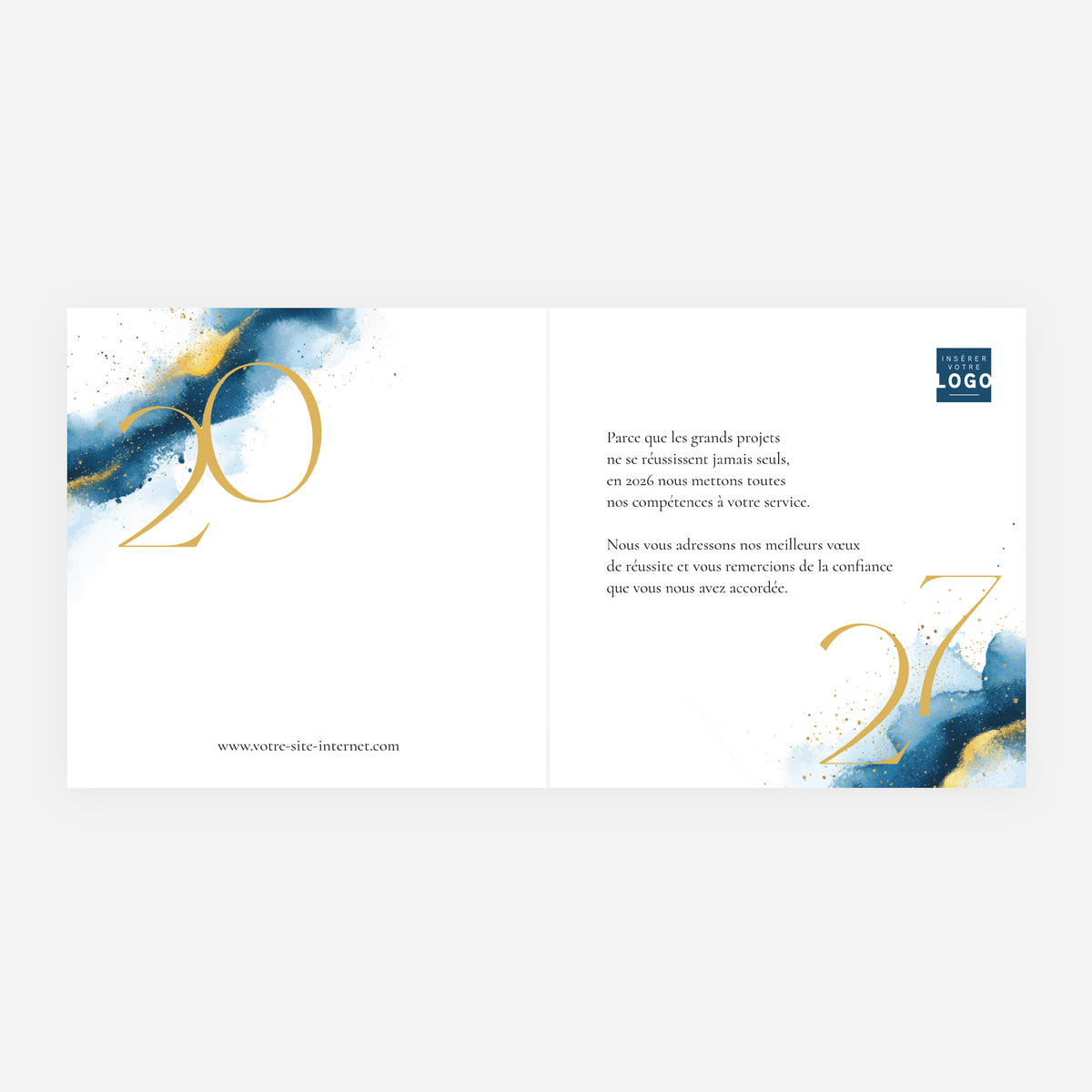 Azur d’Or | Vœux professionnels • Carte de voeux dorure • Carrée pliable photo N° 2