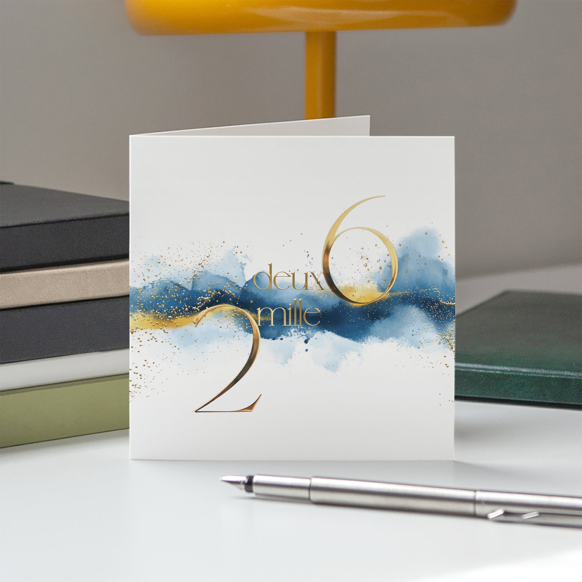 Azur d’Or | Vœux professionnels • Carte de voeux dorure • Carré double photo N° 5