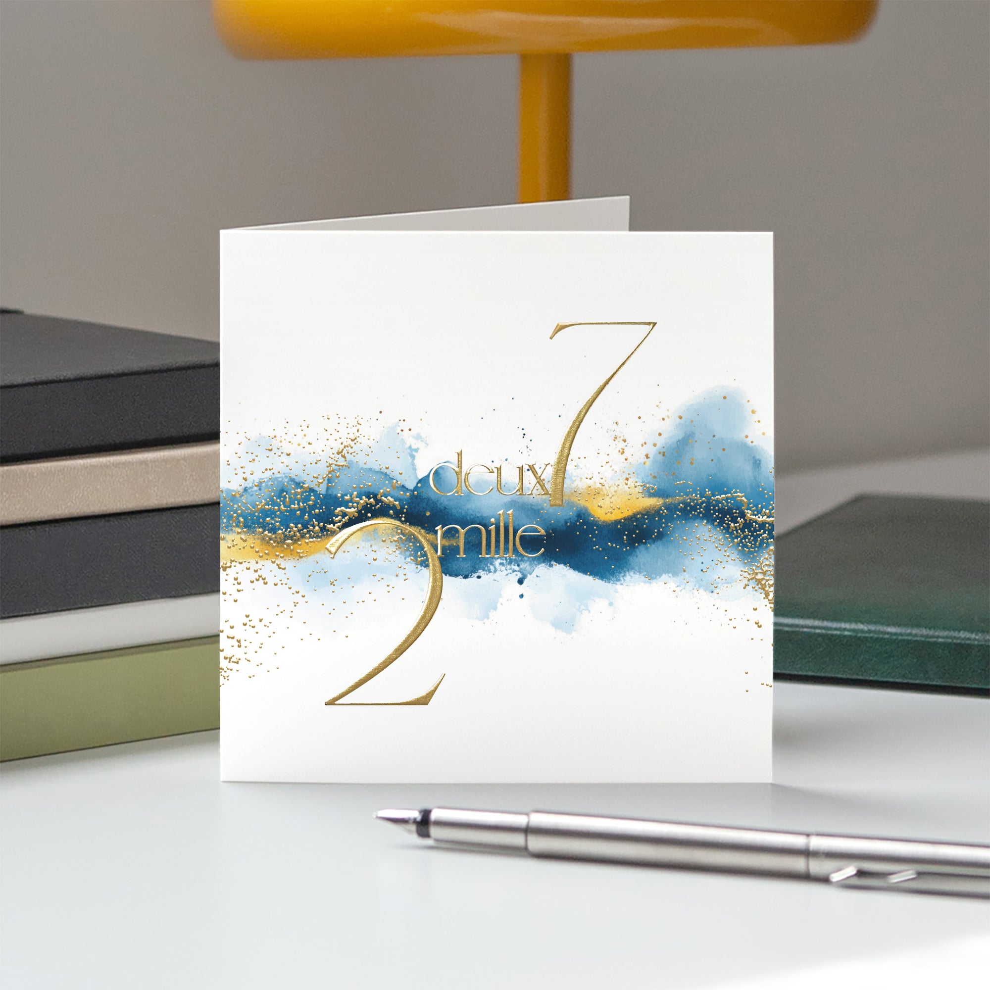 Azur d’Or | Vœux professionnels • Carte de voeux dorure • Carré double photo N° 5