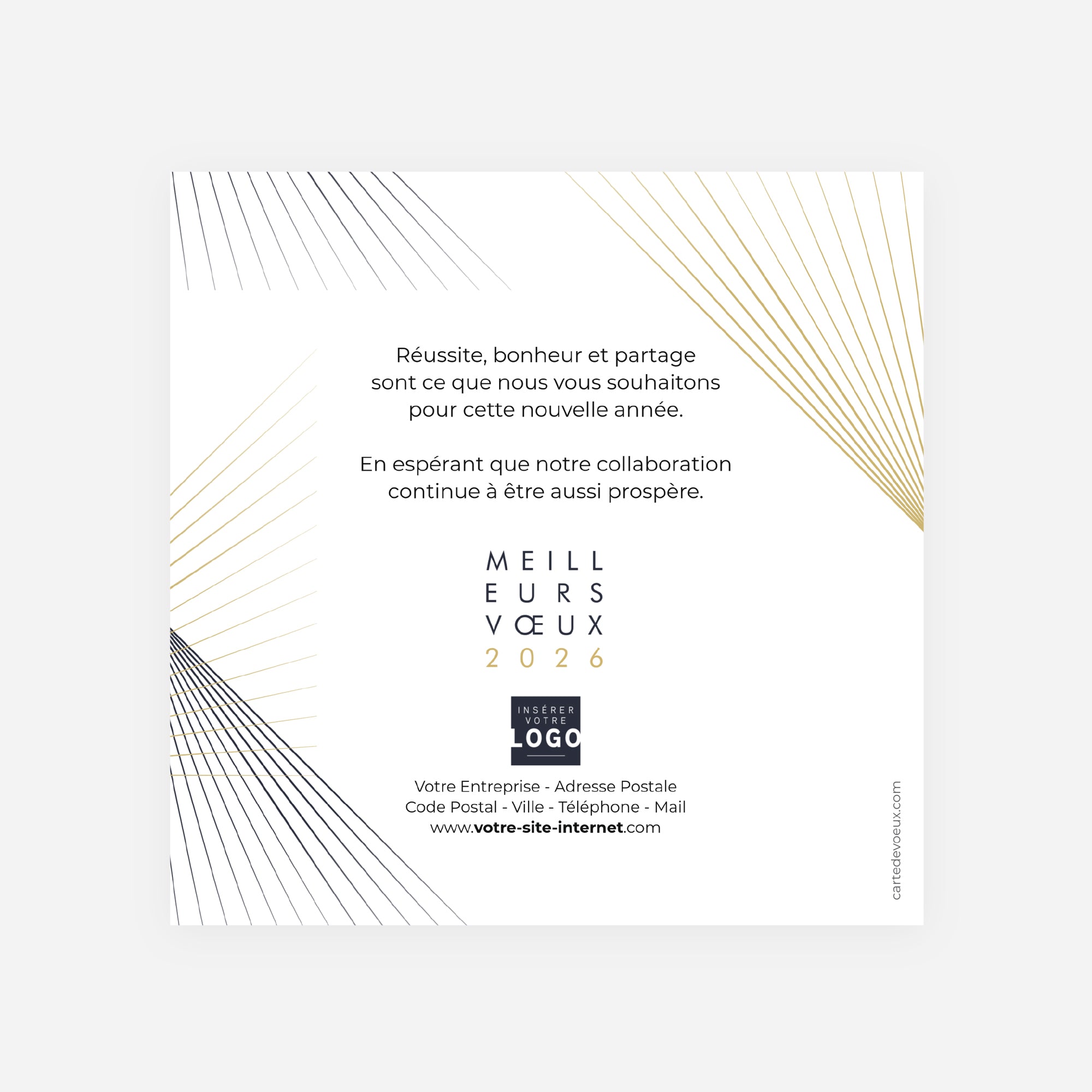 Rayons Croisés | Vœux professionnels • Carte de voeux dorure • Carré photo N° 2