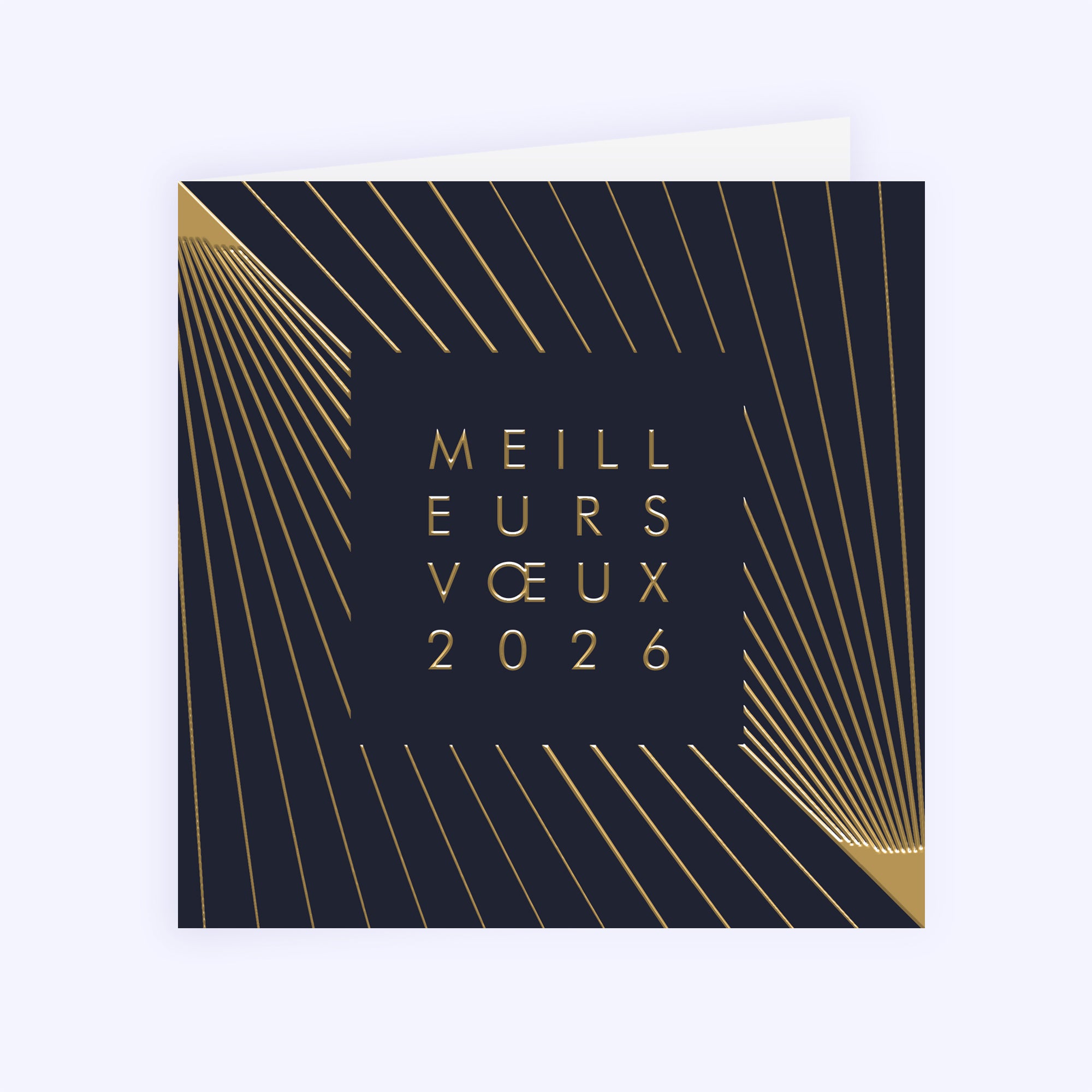 Rayons Croisés | Vœux professionnels • Carte de voeux dorure • Carré double photo N° 1