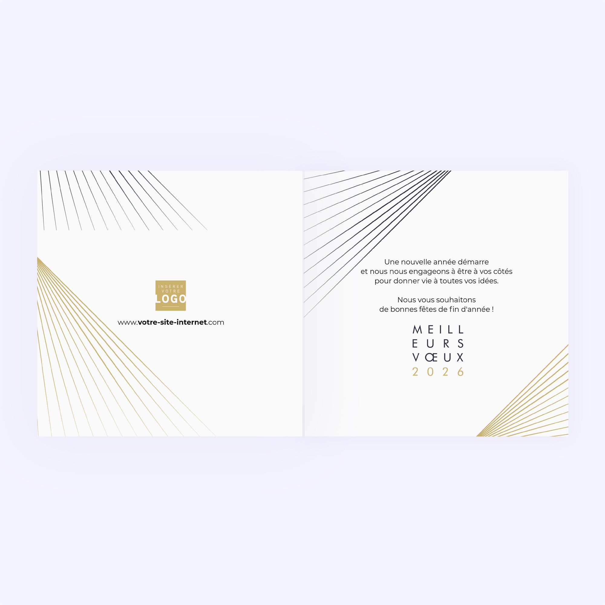 Rayons Croisés | Vœux professionnels • Carte de voeux dorure • Carré double photo N° 2