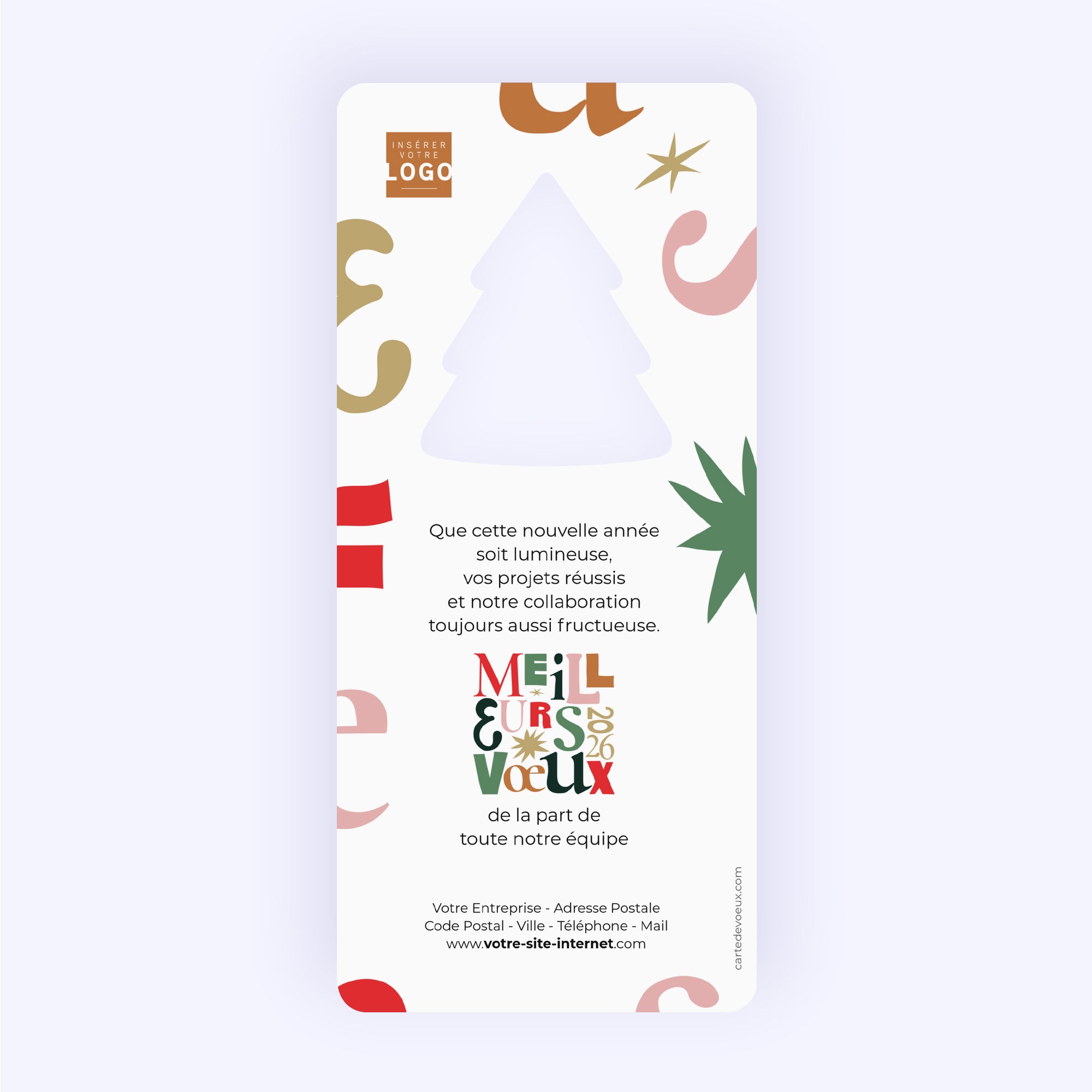 Typorama | Vœux professionnels • Carte de voeux dorure • Vertical sapin photo N° 2