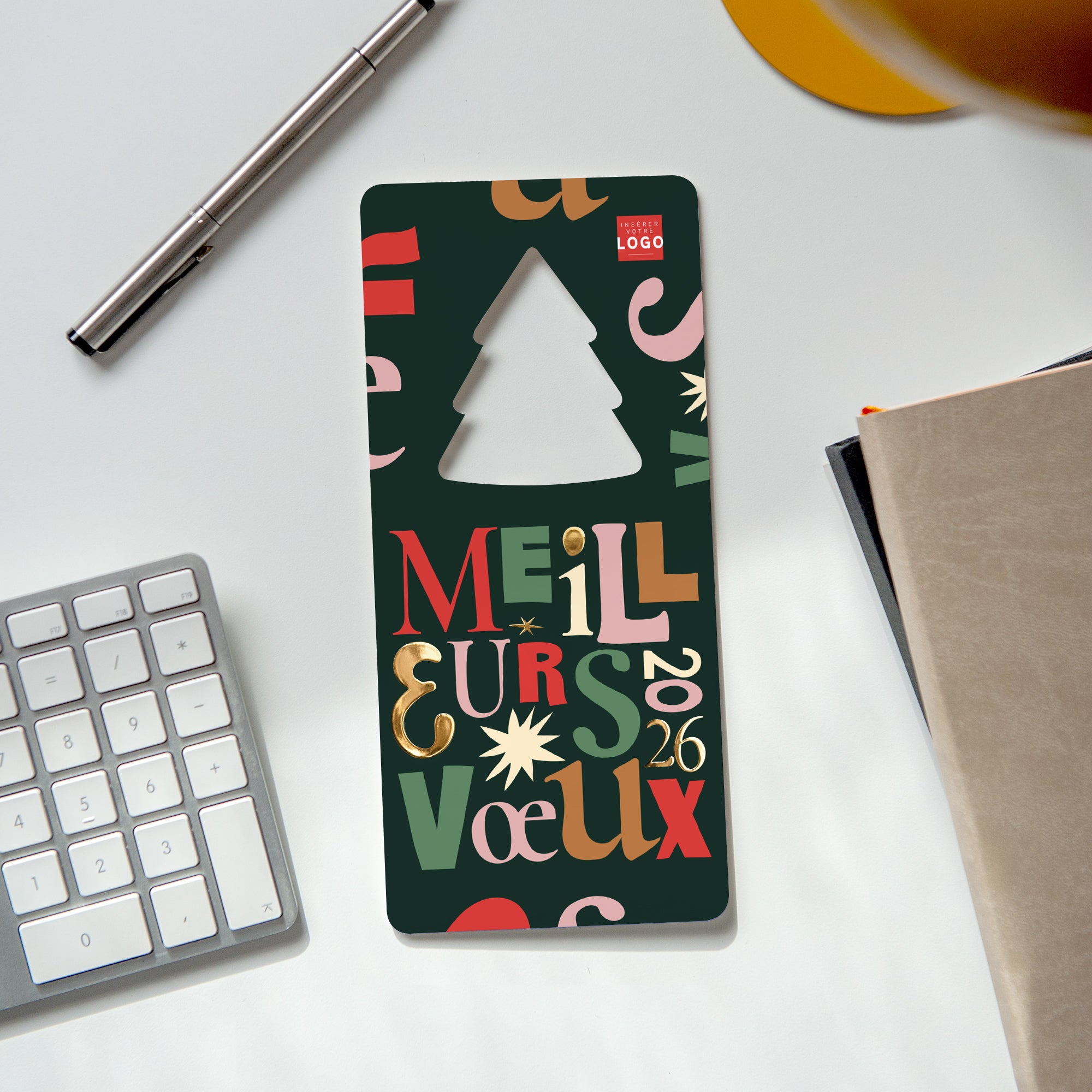 Typorama | Vœux professionnels • Carte de voeux dorure • Vertical sapin photo N° 4