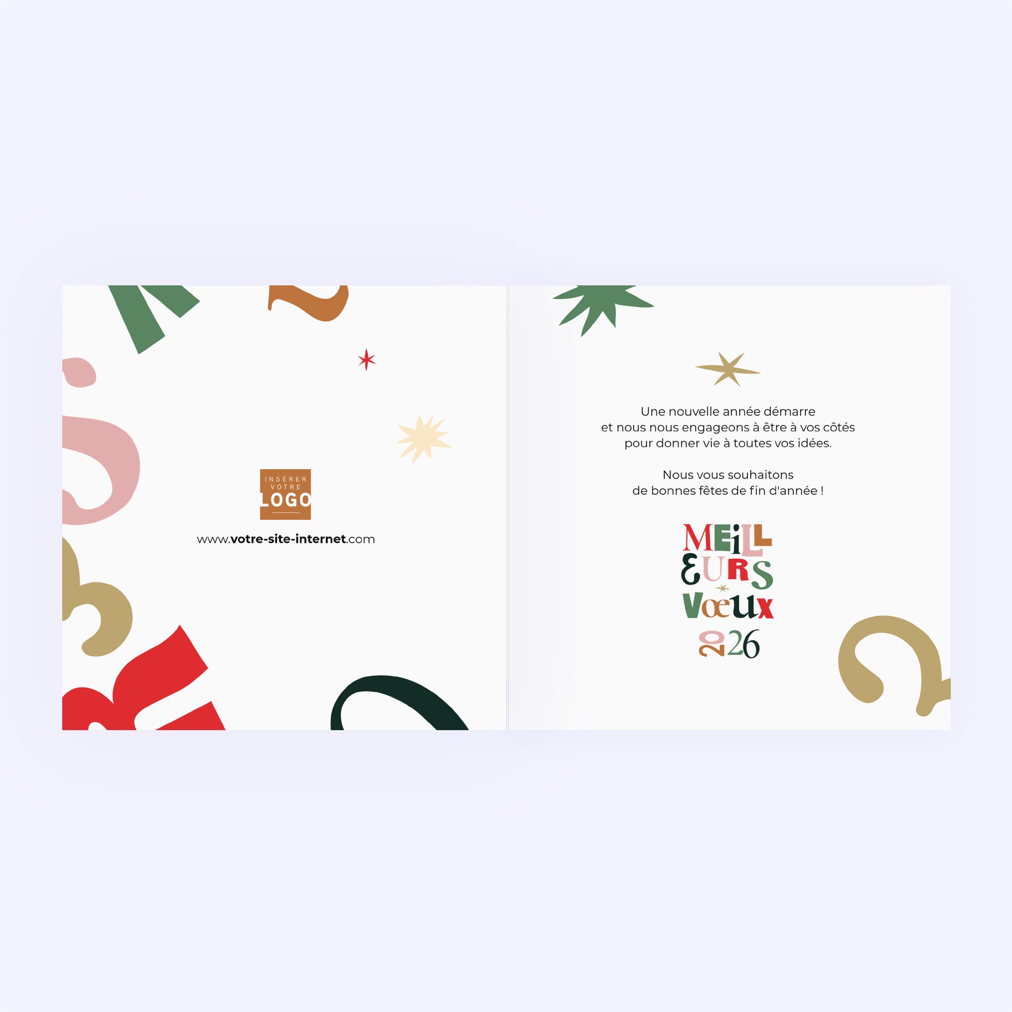 Typorama | Vœux professionnels • Carte de voeux dorure • Carré double photo N° 2