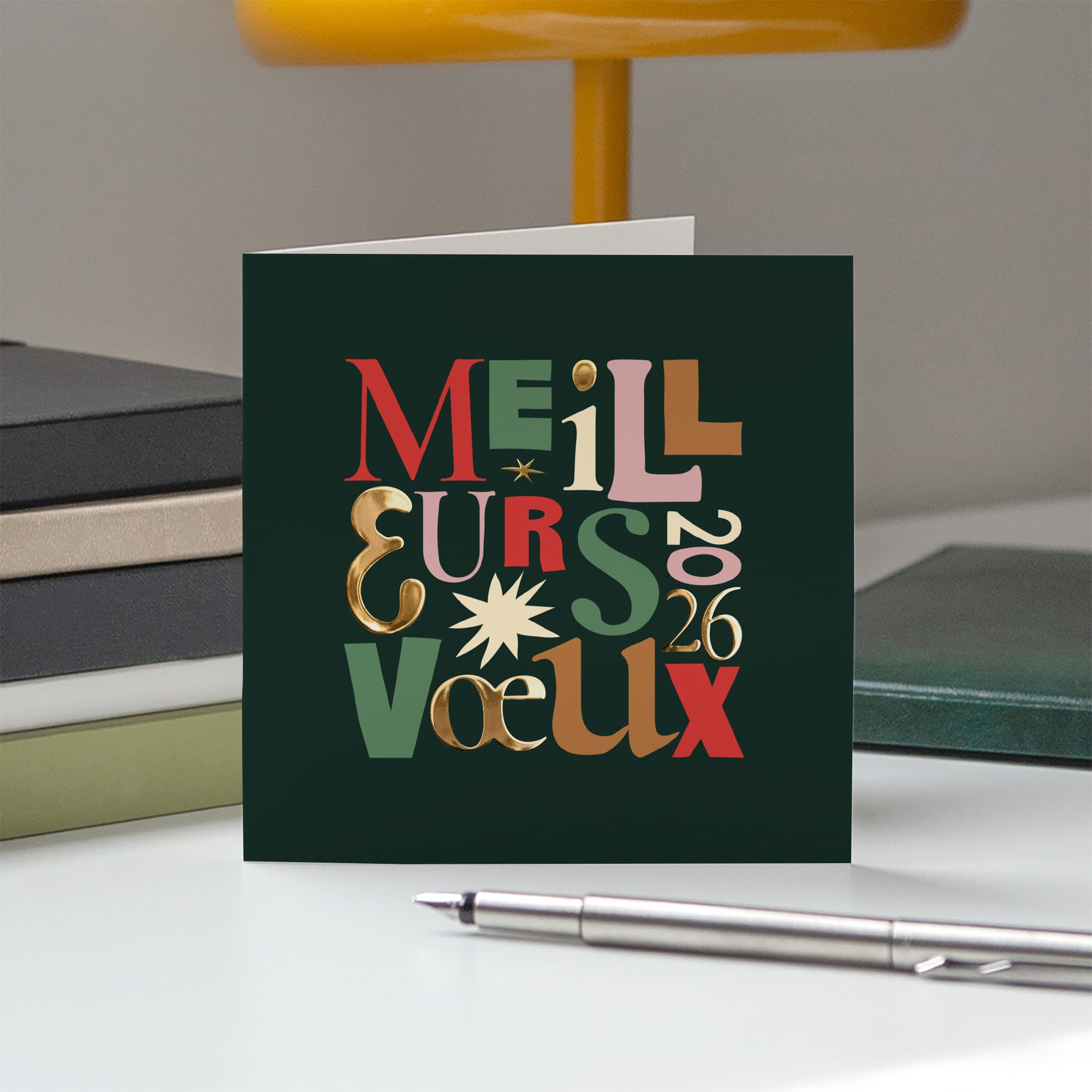 Typorama | Vœux professionnels • Carte de voeux dorure • Carré double photo N° 5