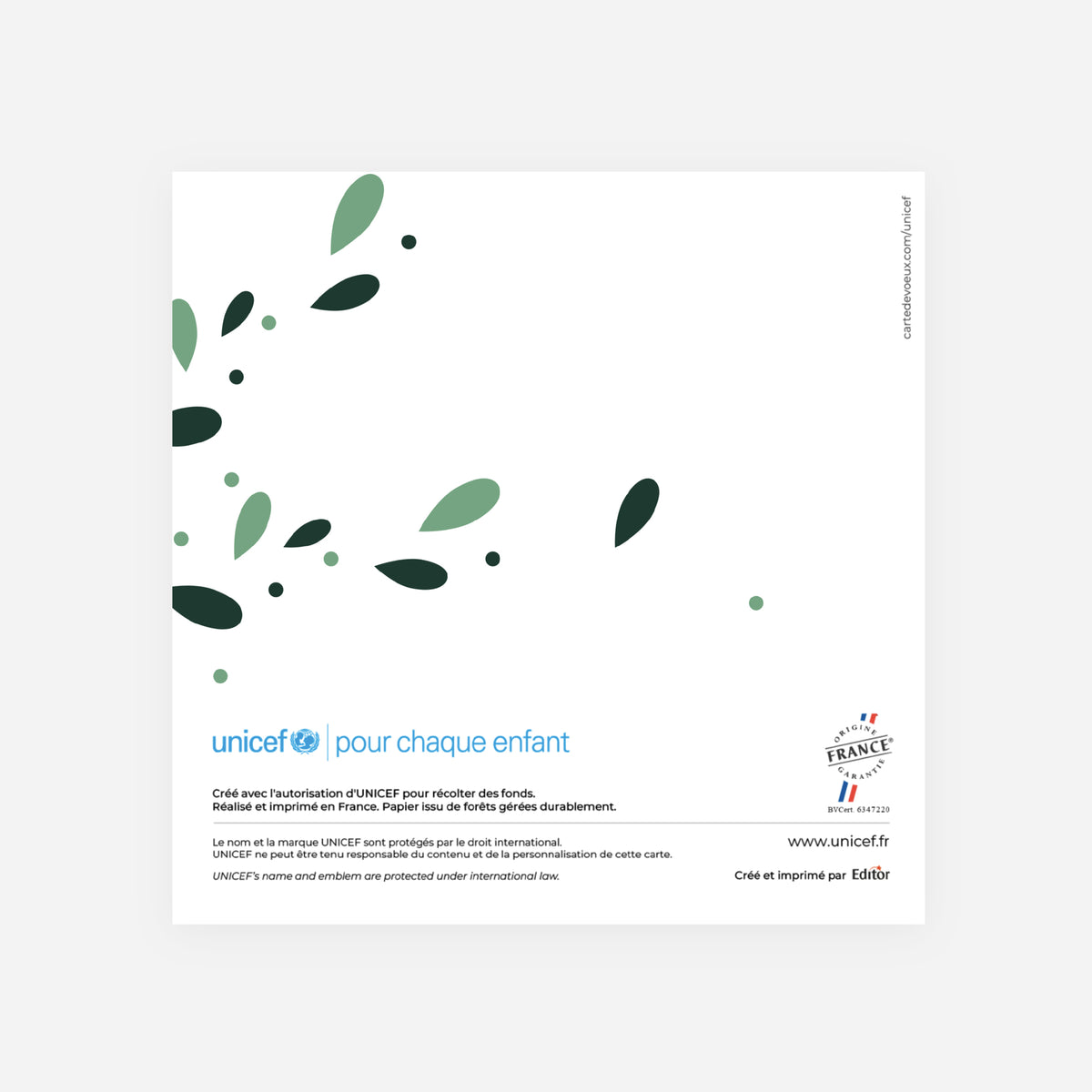 Flocon végétal | Vœux professionnels • Carte de voeux dorure • Carrée pliable photo N° 3