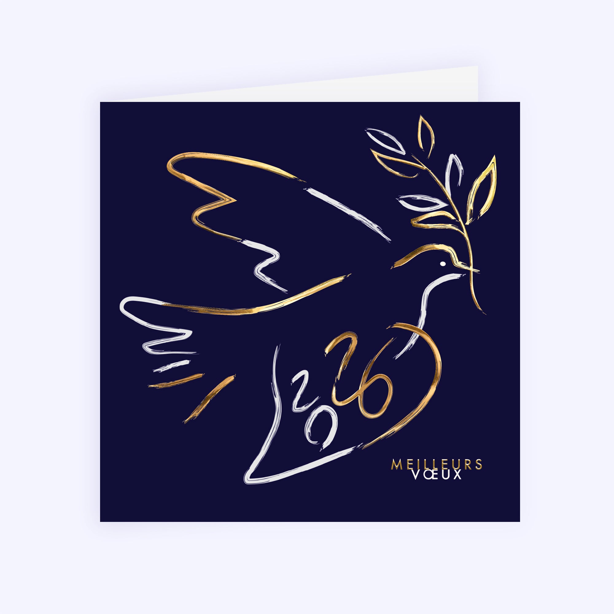 Espoir pour 2026 doré | Vœux professionnels • Carte de voeux dorure • Carré double photo N° 1