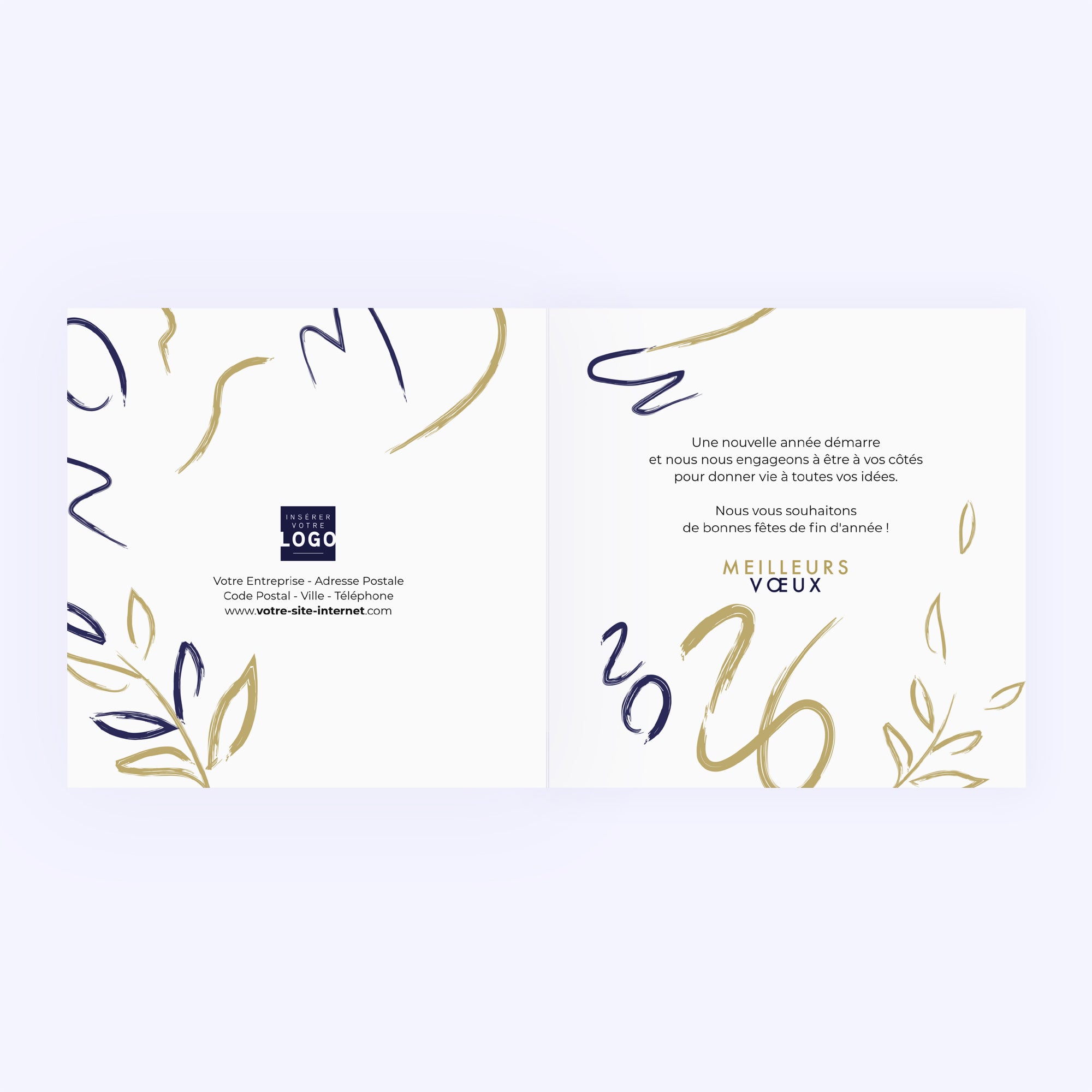 Espoir pour 2026 doré | Vœux professionnels • Carte de voeux dorure • Carré double photo N° 2