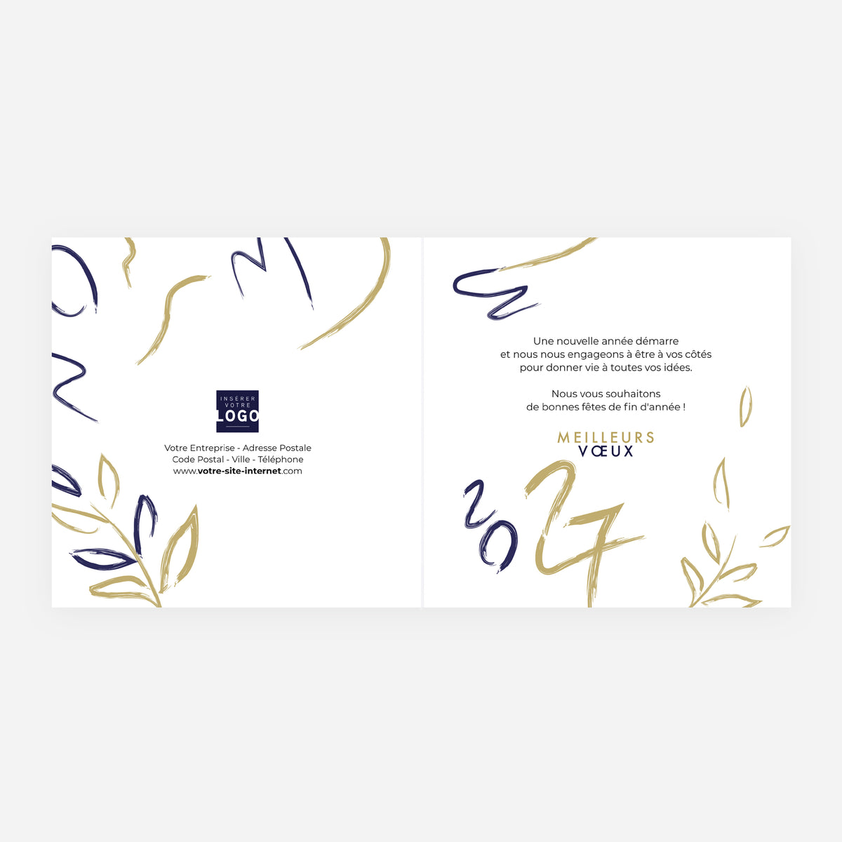 Espoir pour 2027 doré | Vœux professionnels • Carte de voeux dorure • Carrée pliable photo N° 2