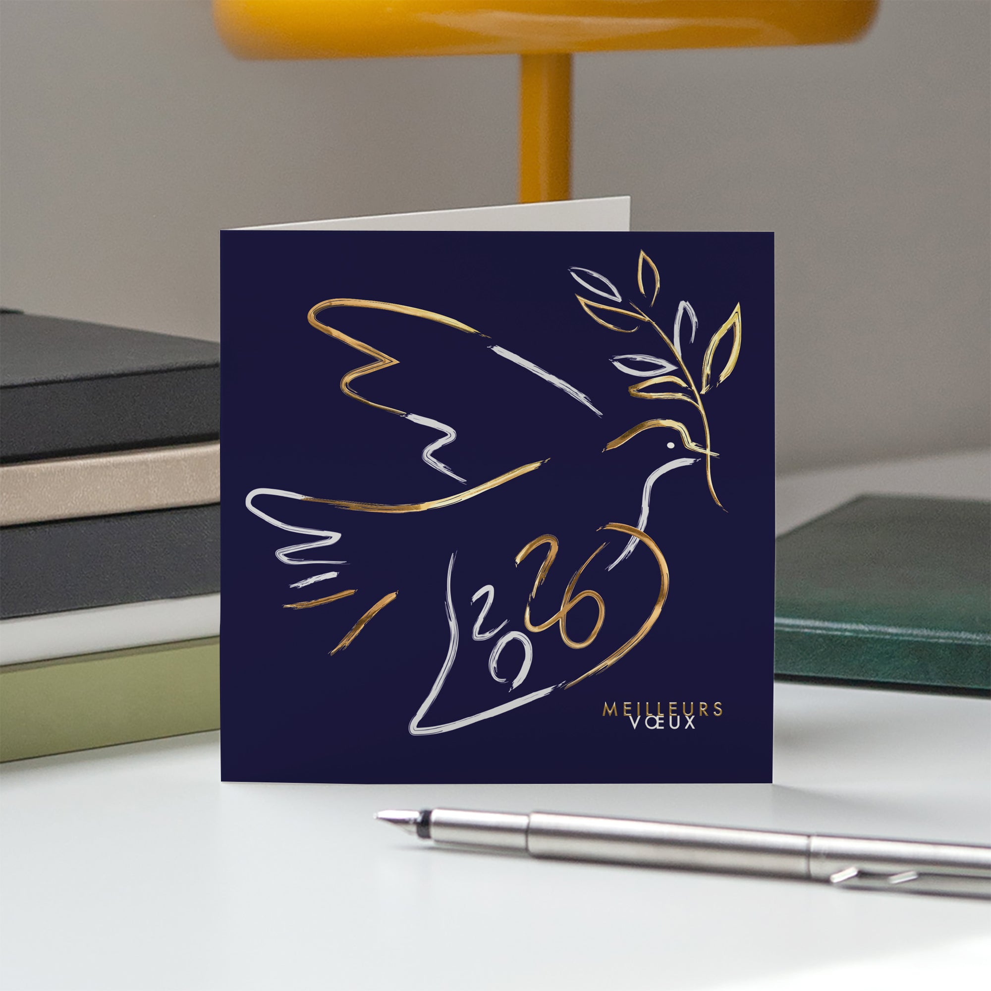 Espoir pour 2026 doré | Vœux professionnels • Carte de voeux dorure • Carré double photo N° 5