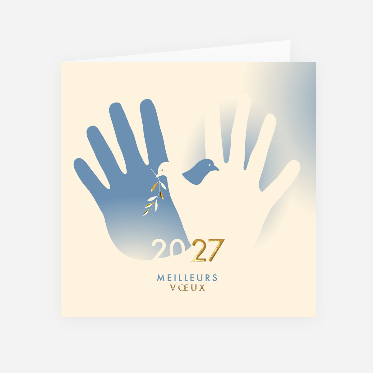 La paix entre les mains | Vœux professionnels • Carte de voeux dorure • Carrée pliable photo N° 1