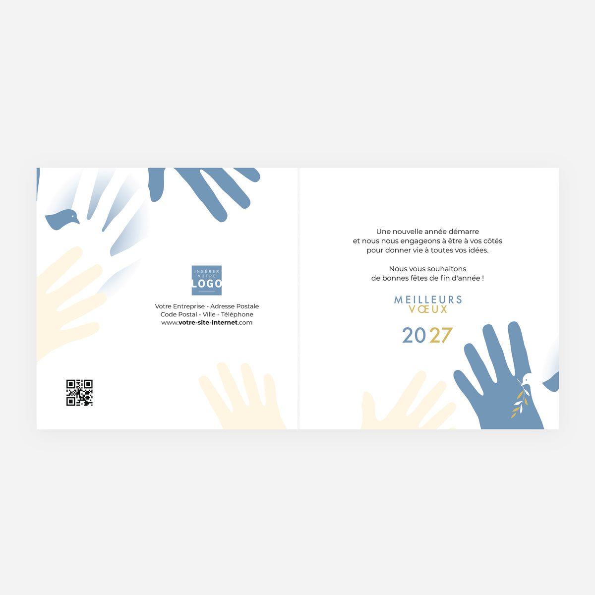 La paix entre les mains | Vœux professionnels • Carte de voeux dorure • Carrée pliable photo N° 2