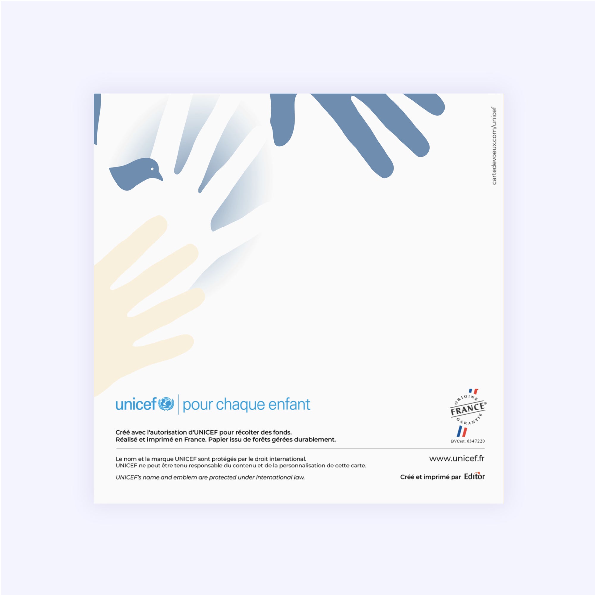 La paix entre les mains | Vœux professionnels • Carte de voeux dorure • Carré double photo N° 3