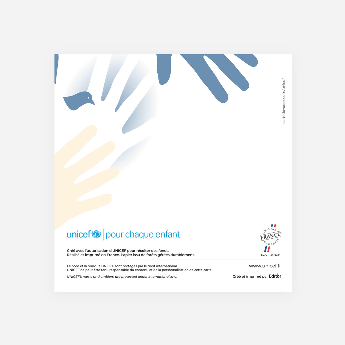 La paix entre les mains | Vœux professionnels • Carte de voeux dorure • Carrée pliable photo N° 3