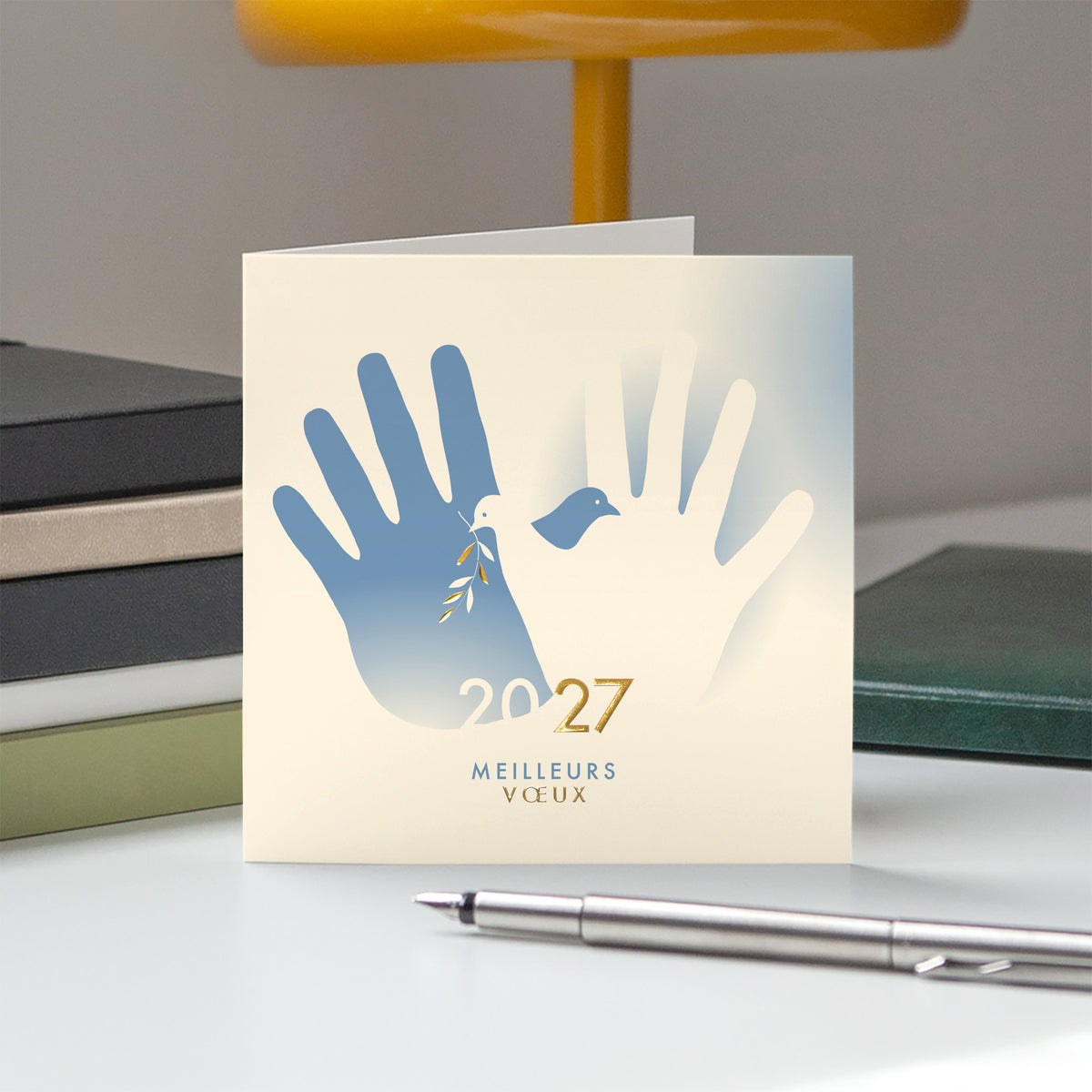 La paix entre les mains | Vœux professionnels • Carte de voeux dorure • Carrée pliable photo N° 5