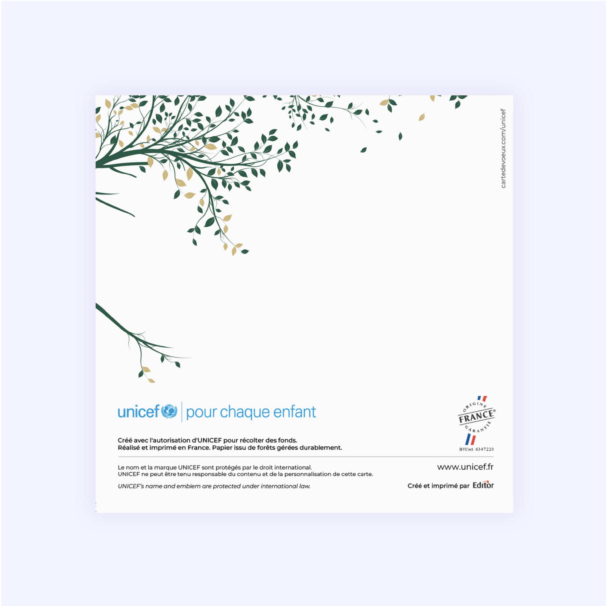 Rires dans l’Arbre | Vœux professionnels • Carte de voeux dorure • Carré double photo N° 3