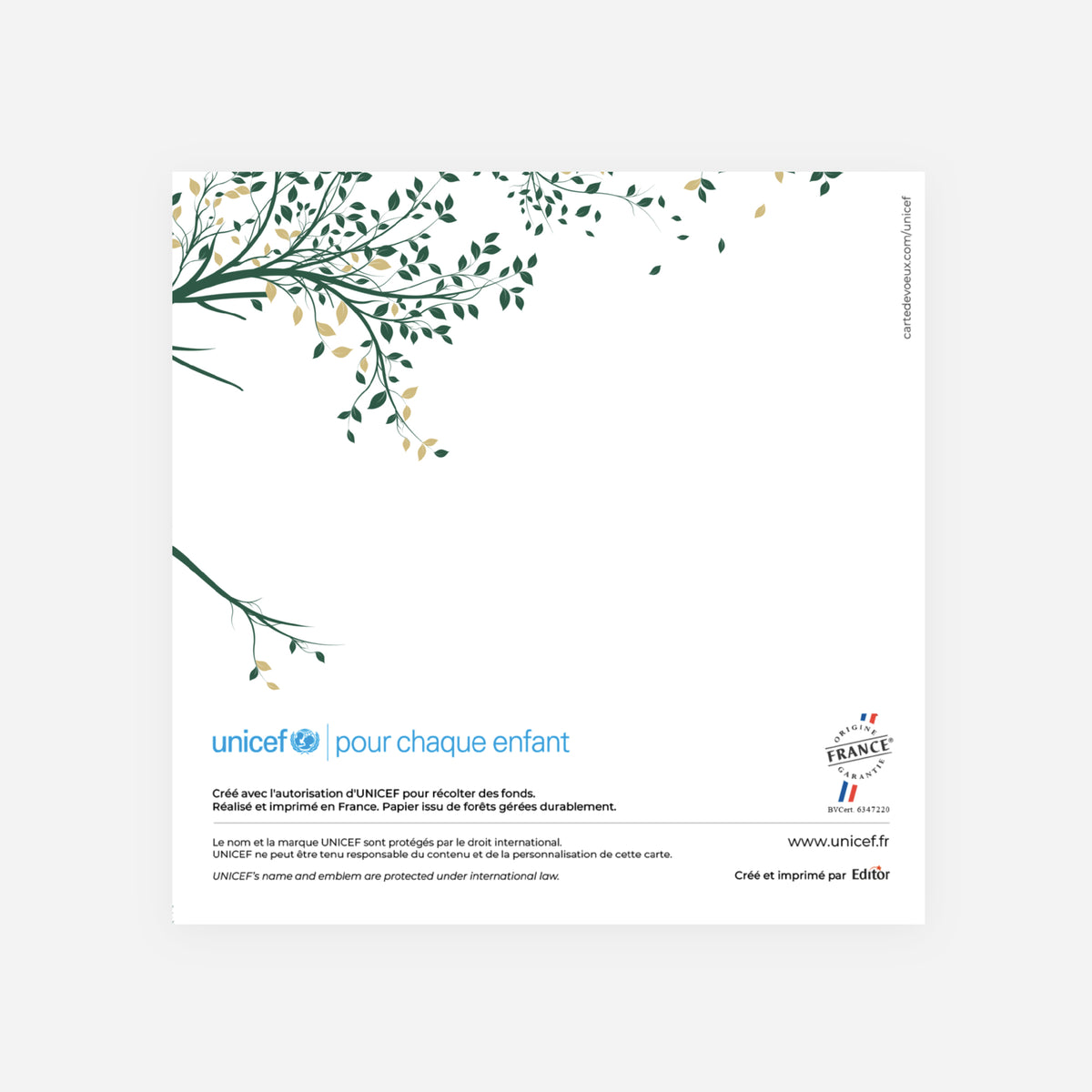 Rires dans l’Arbre | Vœux professionnels • Carte de voeux dorure • Carrée pliable photo N° 3