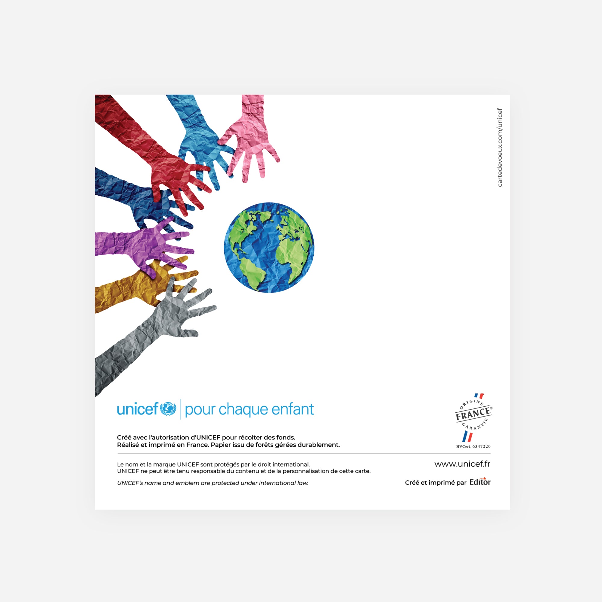 Tous pour une planète unie | Vœux professionnels • Carte de voeux • Carré double photo N° 3