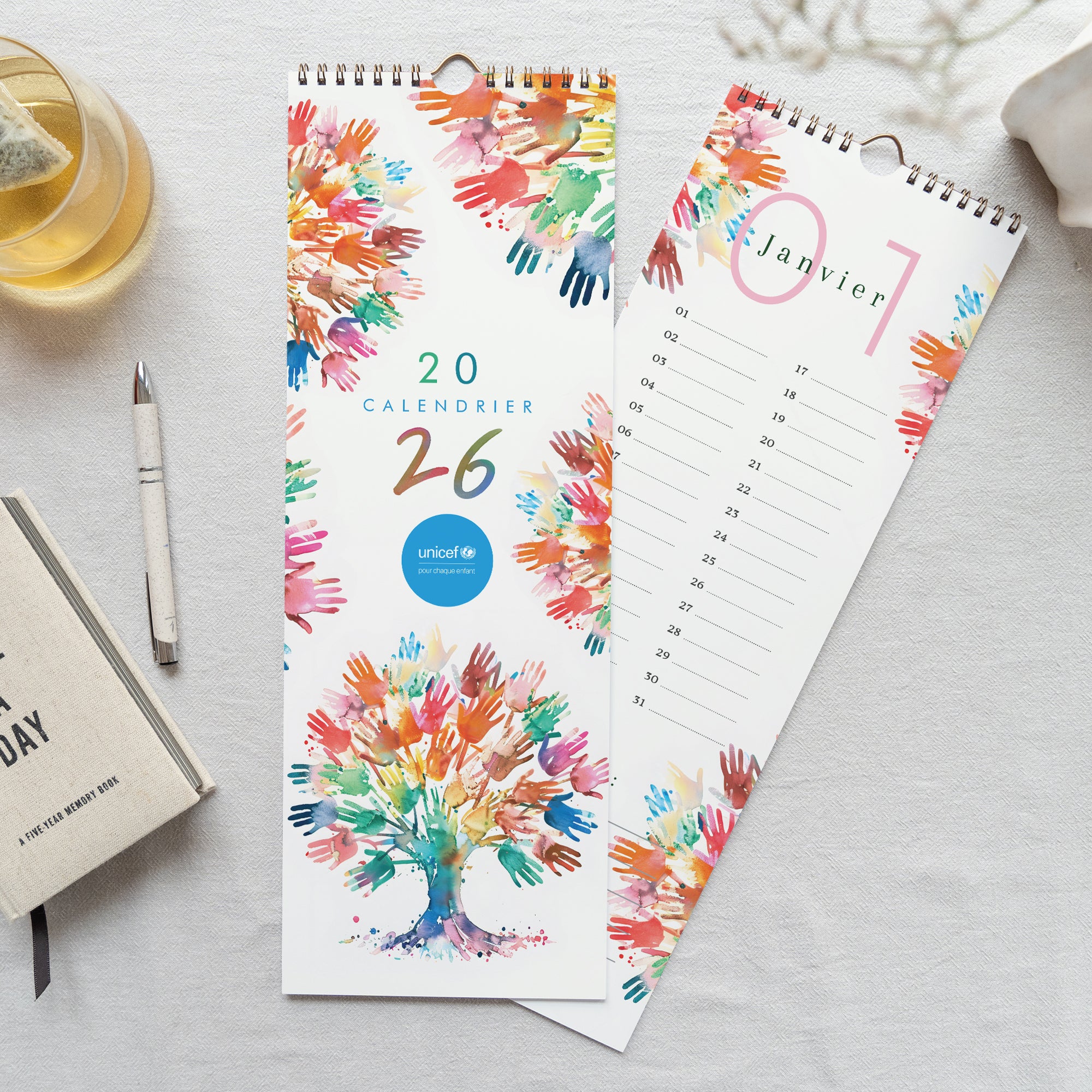 L’arbre de voeux solidaires | Vœux professionnels • Calendrier professionnel • 14,8 x 42 cm photo N° 1