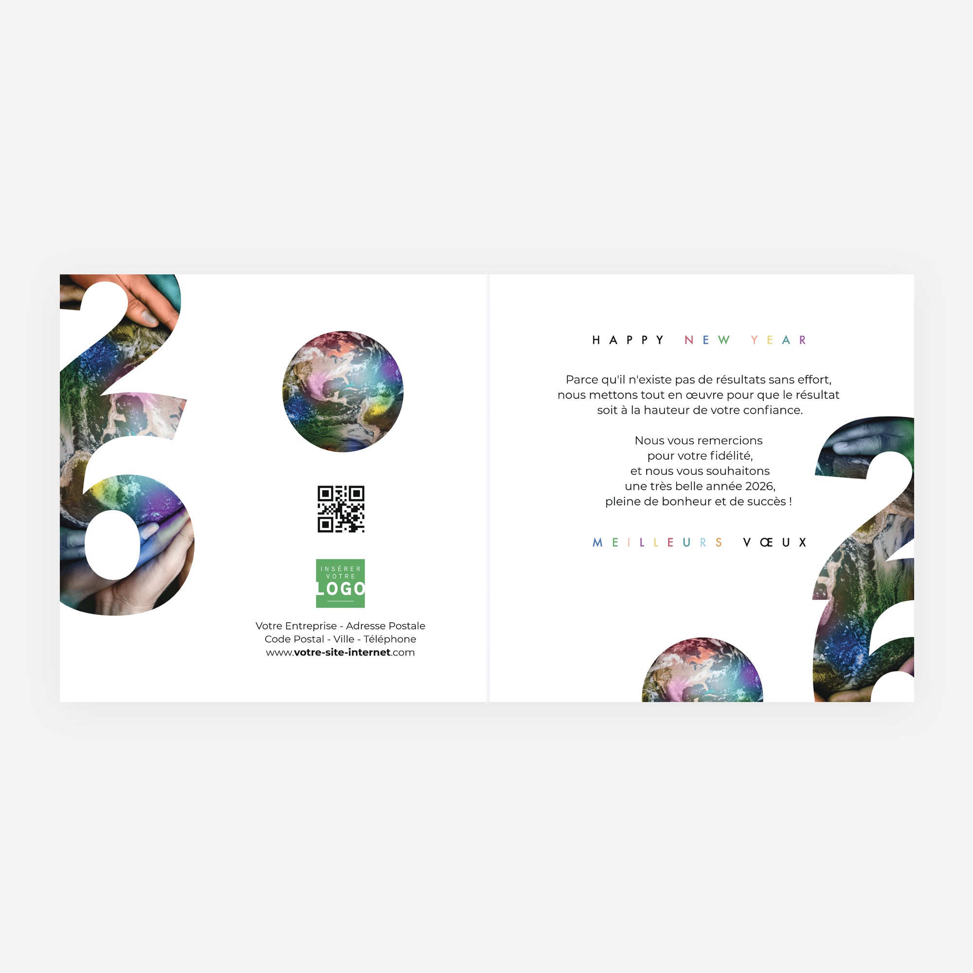 Couleurs sur le monde | Vœux professionnels • Carte de voeux • Carré double photo N° 2