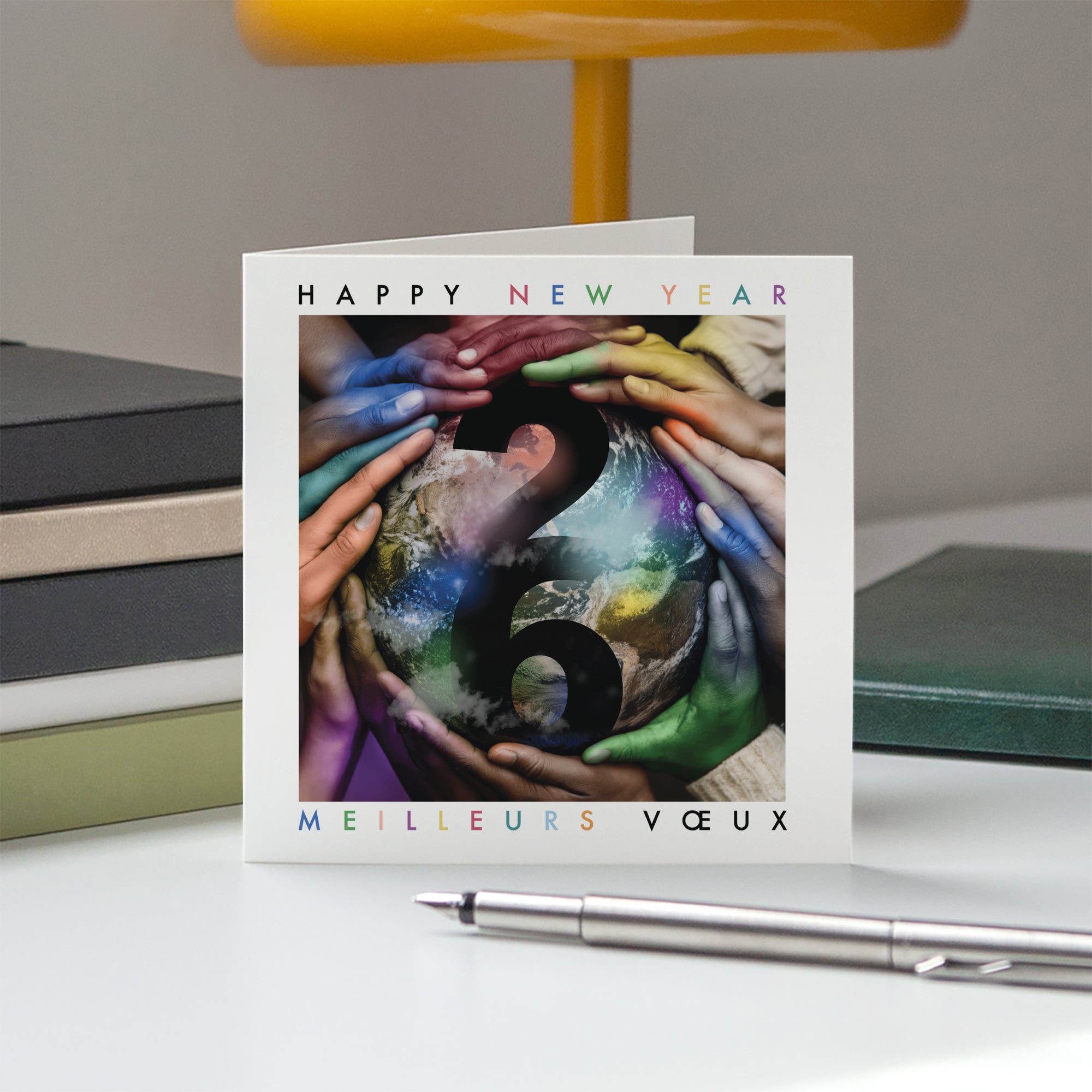 Couleurs sur le monde | Vœux professionnels • Carte de voeux • Carré double photo N° 5