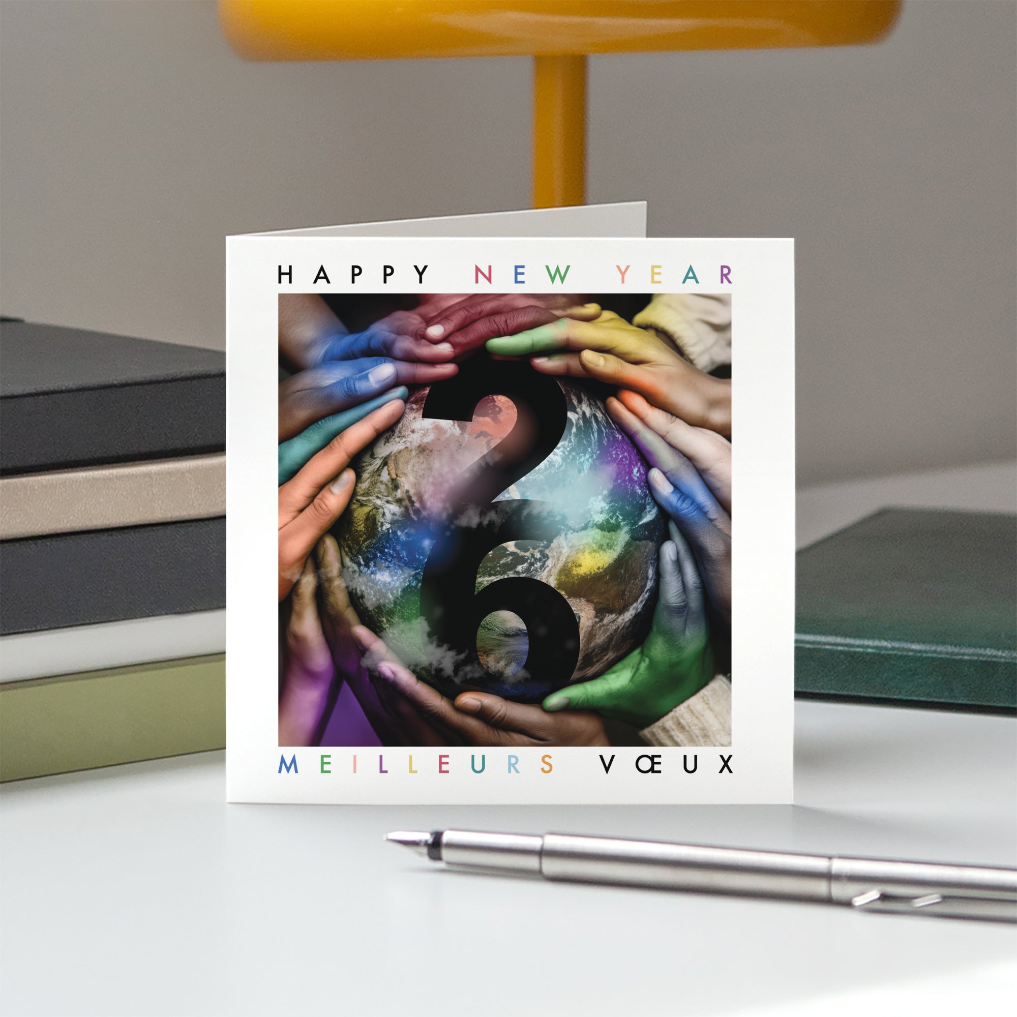 Couleurs sur le monde | Vœux professionnels • Carte de voeux • Carré double photo N° 5