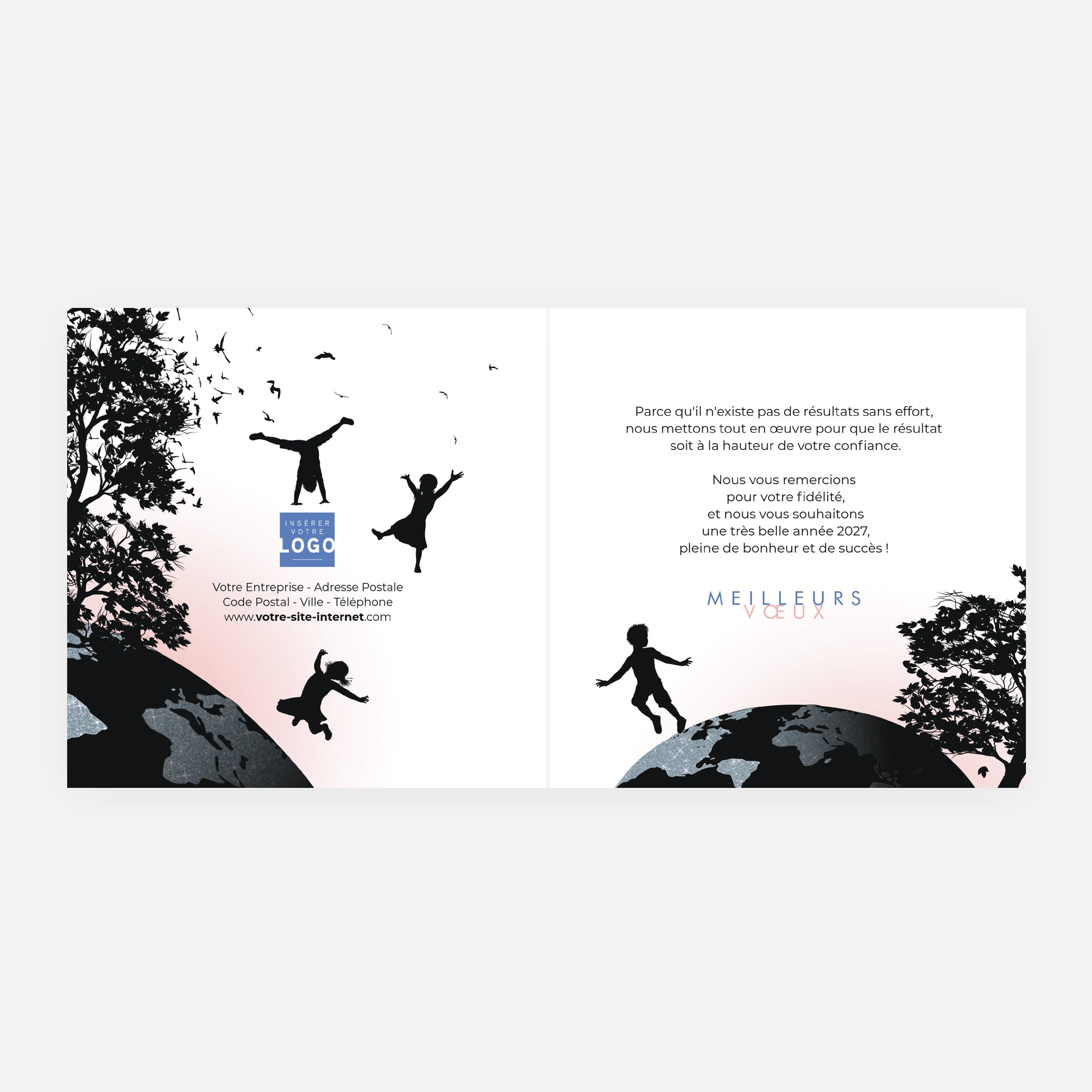 Lueur Nouvelle | Vœux professionnels • Carte de voeux • Carré double photo N° 2
