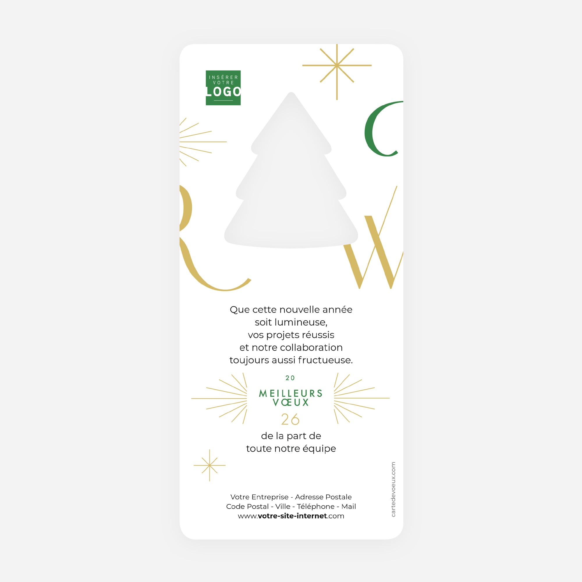 The Golden Type | Vœux professionnels • Carte de voeux dorure • Vertical sapin photo N° 2