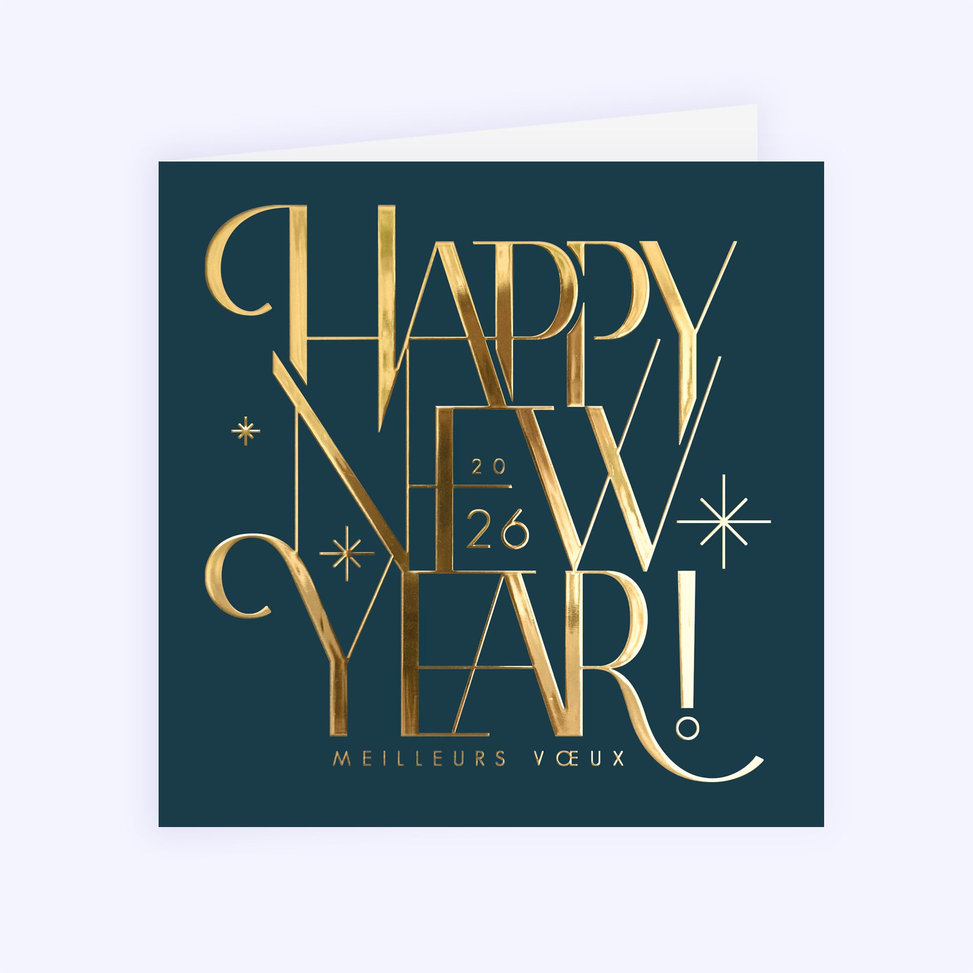 The full Golden Type | Vœux professionnels • Carte de voeux dorure • Carré double photo N° 1