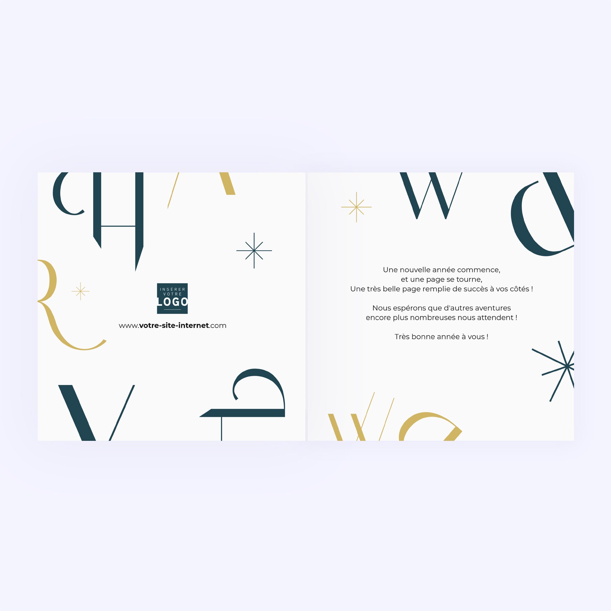 The full Golden Type | Vœux professionnels • Carte de voeux dorure • Carré double photo N° 2