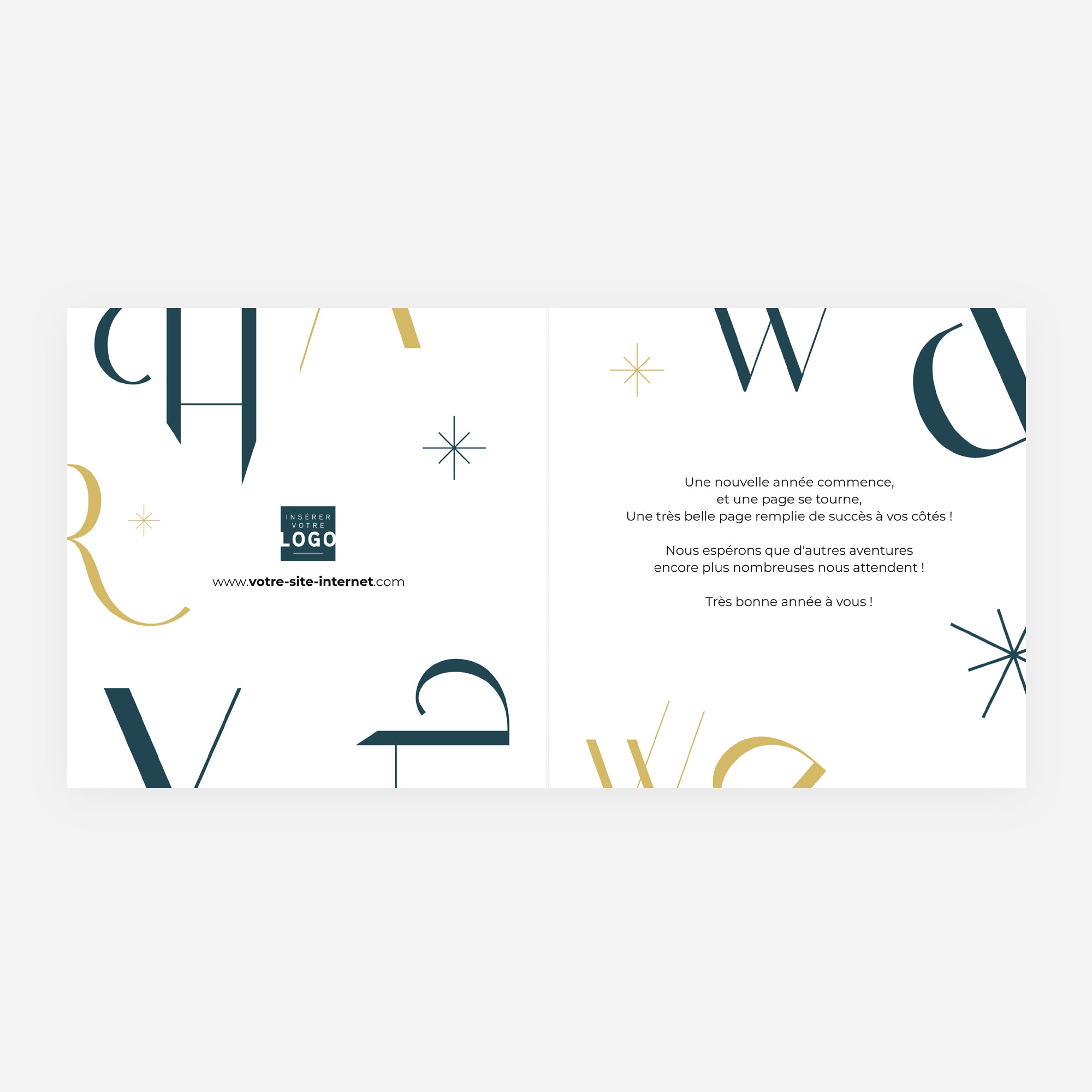 The full Golden Type | Vœux professionnels • Carte de voeux dorure • Carré double photo N° 2