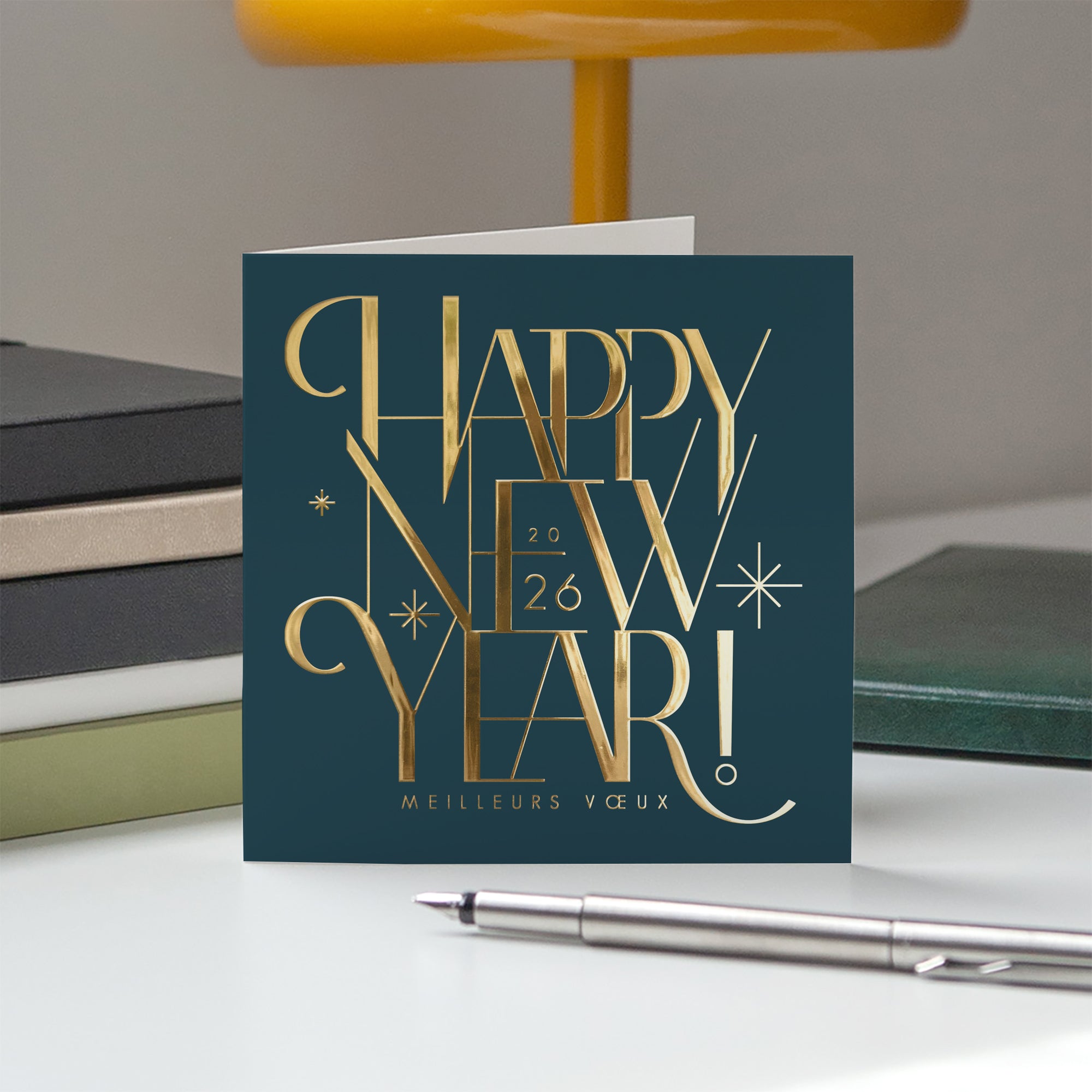 The full Golden Type | Vœux professionnels • Carte de voeux dorure • Carré double photo N° 5