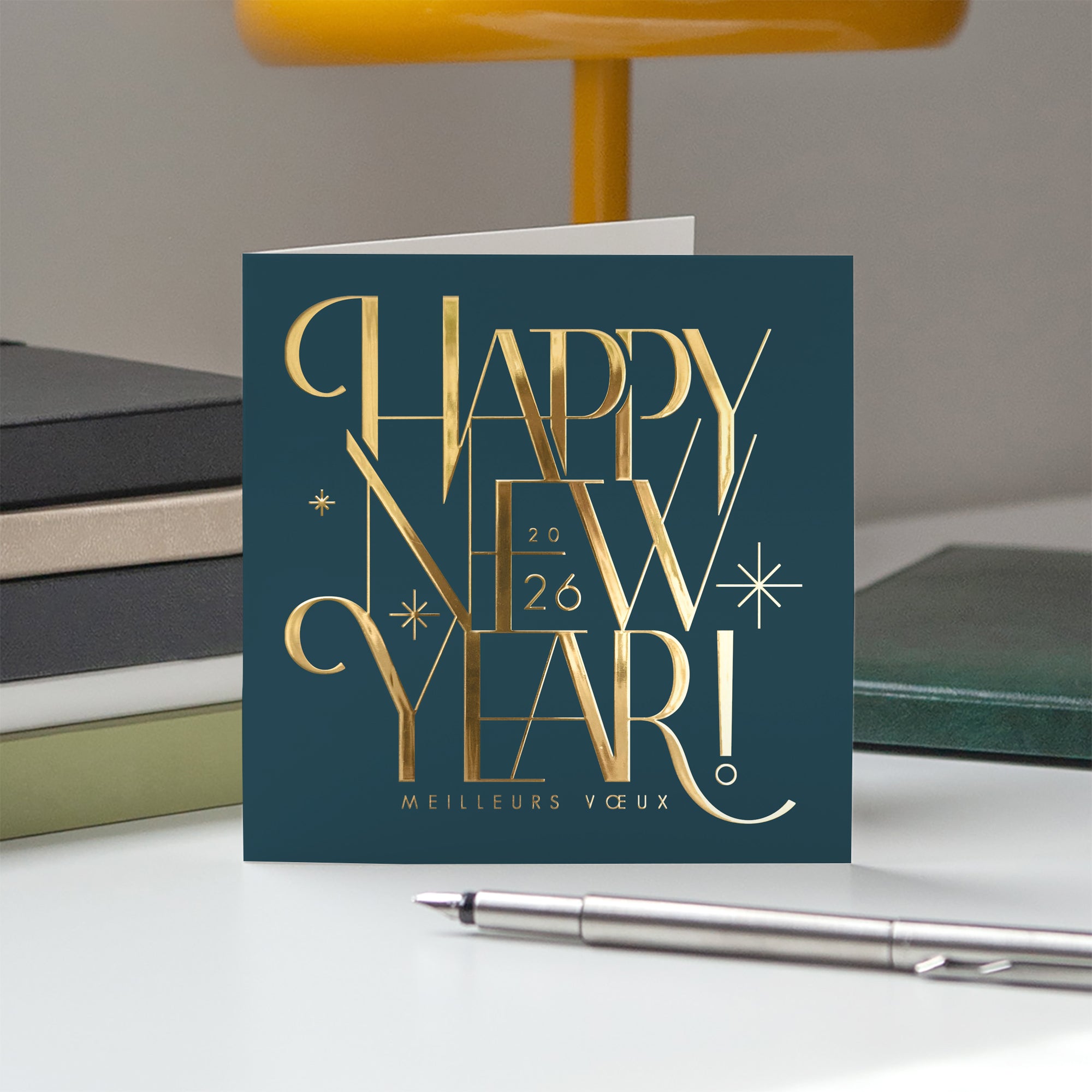 The full Golden Type | Vœux professionnels • Carte de voeux dorure • Carré double photo N° 5