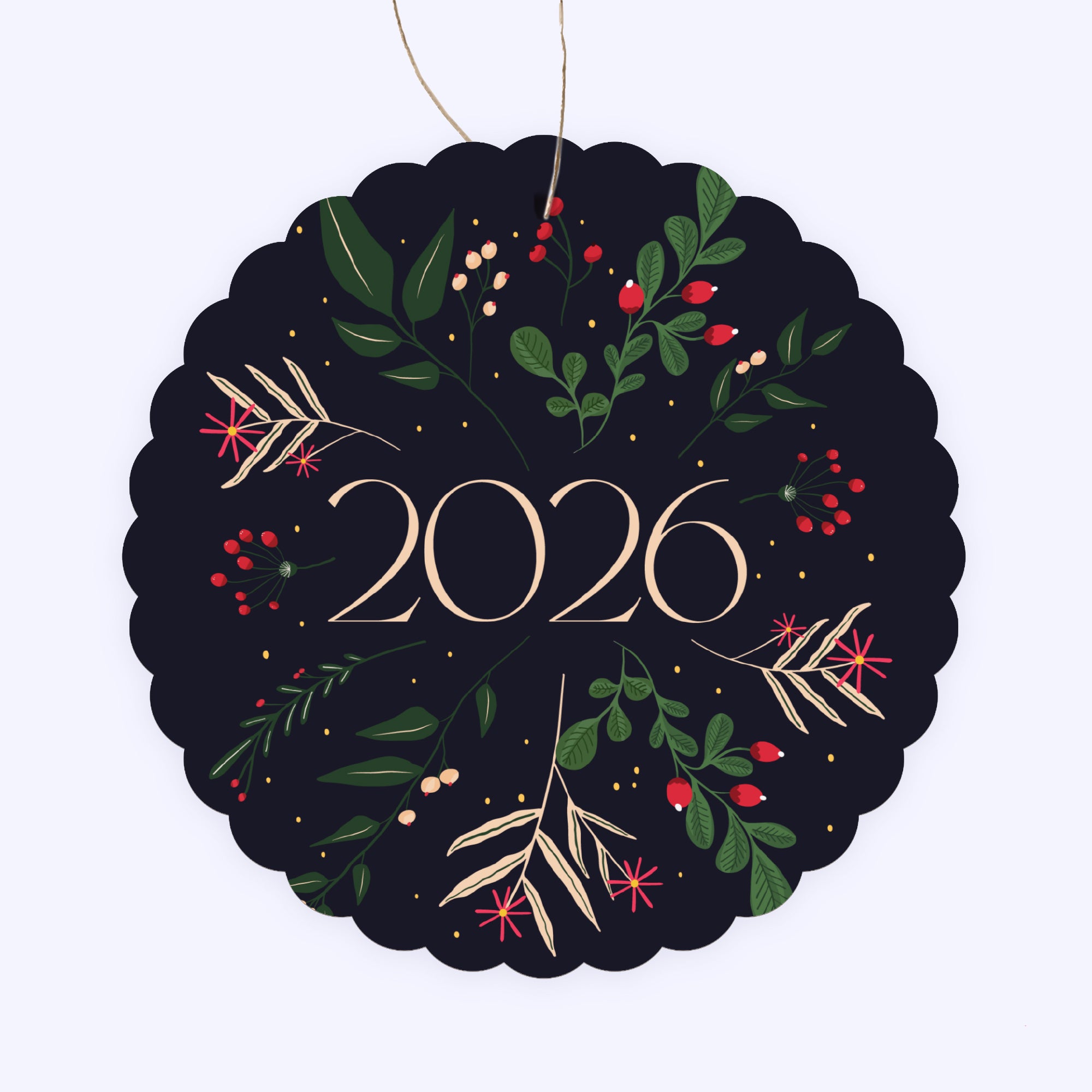 Brindilles de Noël | Vœux professionnels • Boule de Noël papier • Ronde photo N° 1