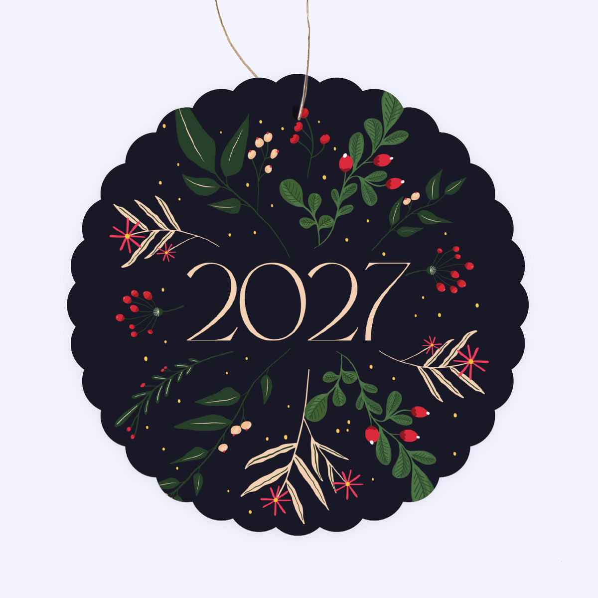 Brindilles de Noël | Vœux professionnels • Boule de Noël papier • Ronde à accrocher photo N° 1