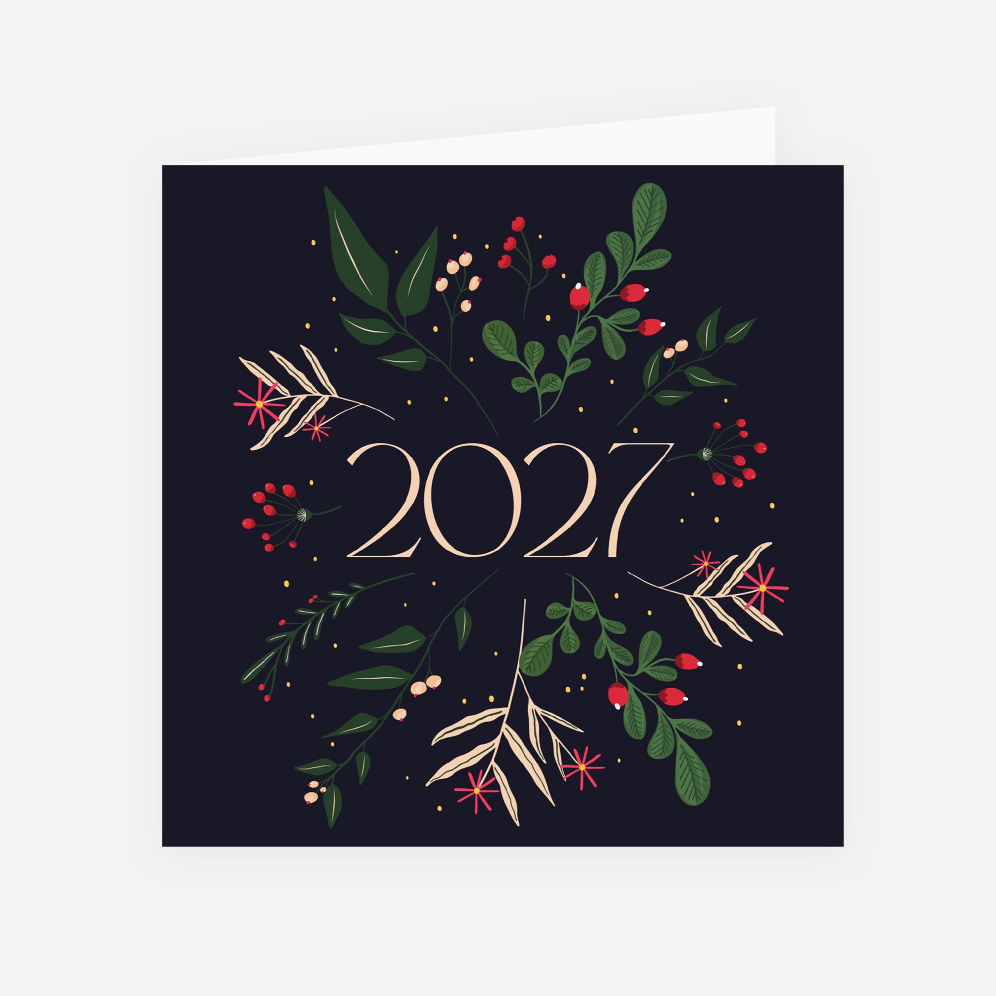 Brindilles de Noël | Vœux professionnels • Carte de voeux • Carré double photo N° 1