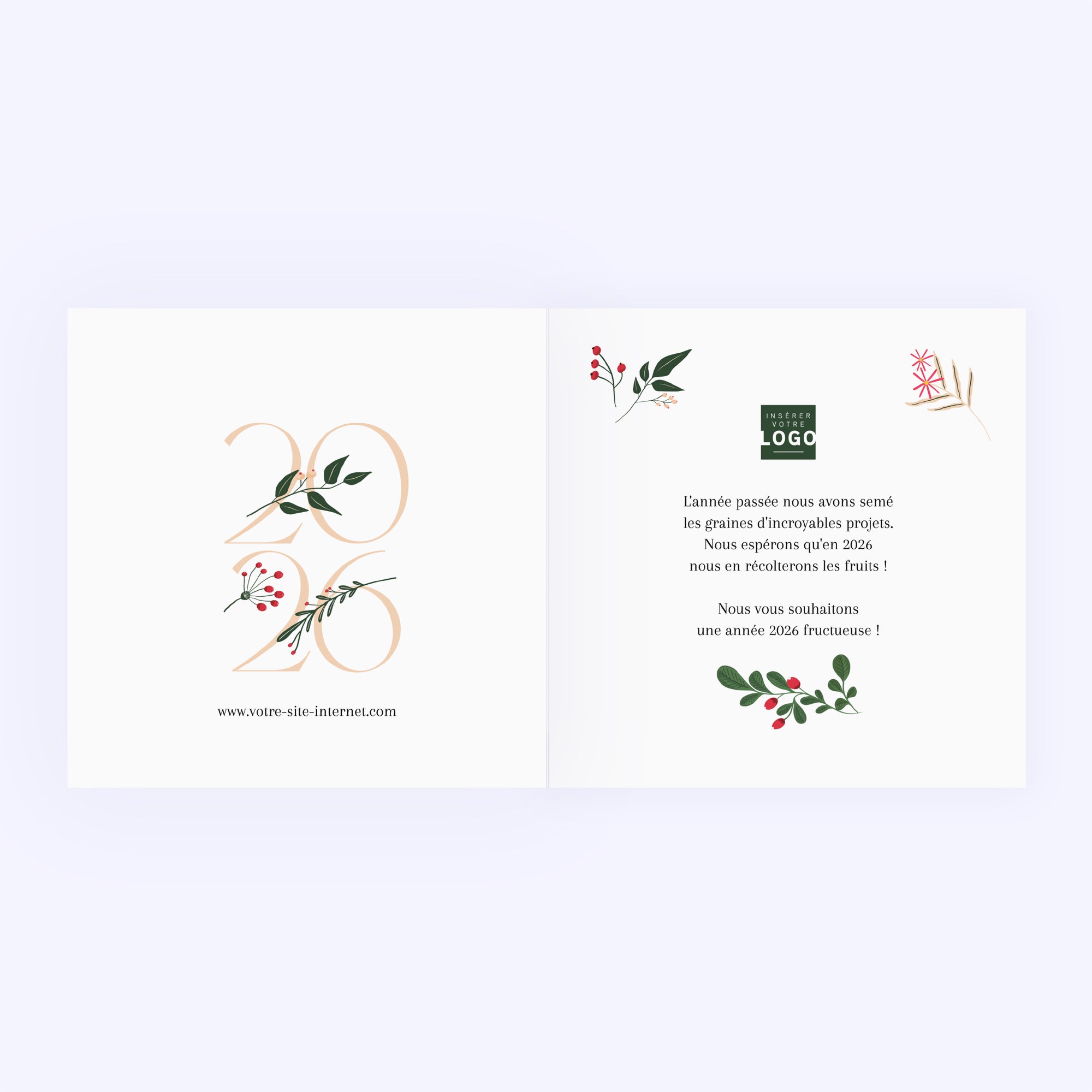 Brindilles de Noël | Vœux professionnels • Carte de voeux • Carré double photo N° 2