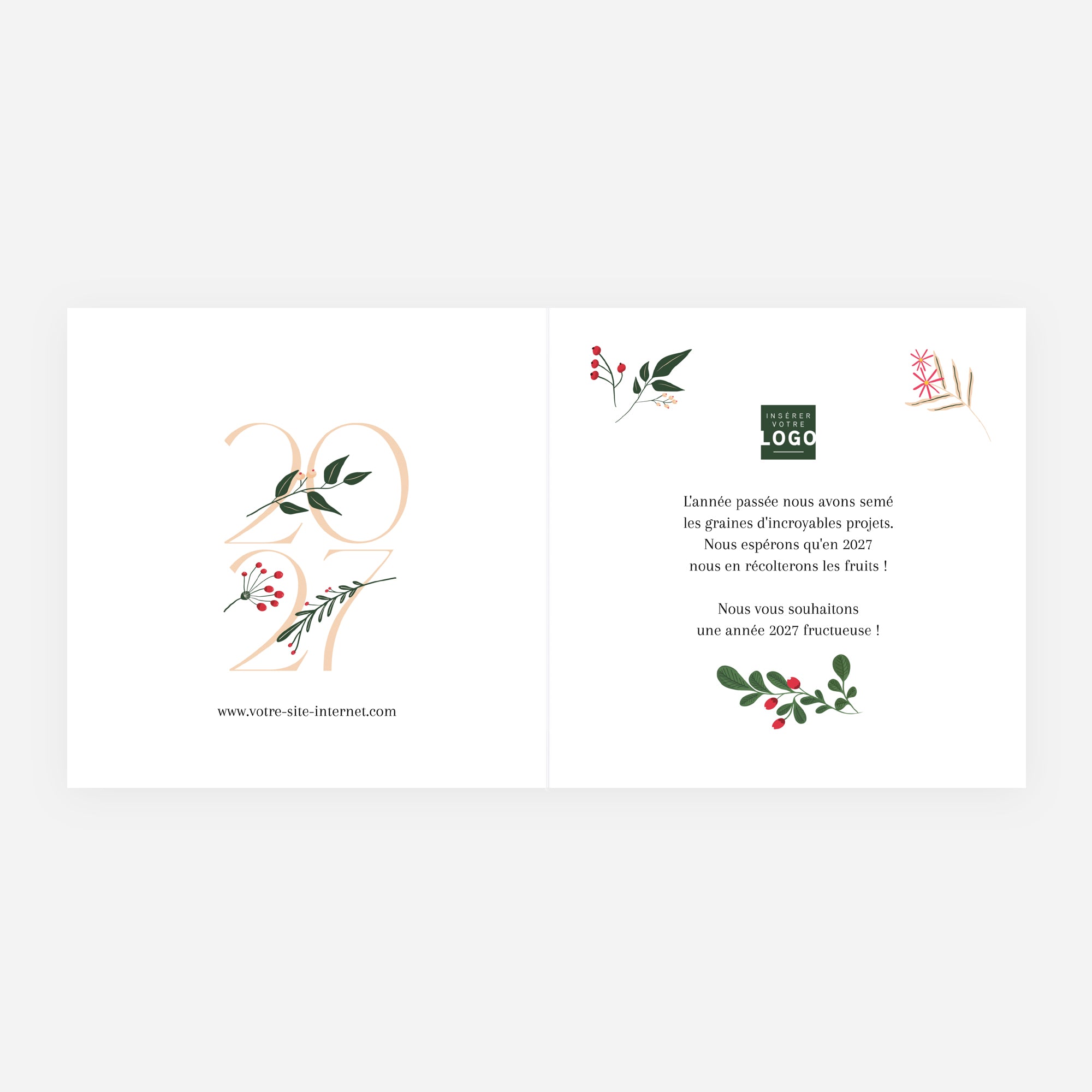 Brindilles de Noël | Vœux professionnels • Carte de voeux • Carré double photo N° 2